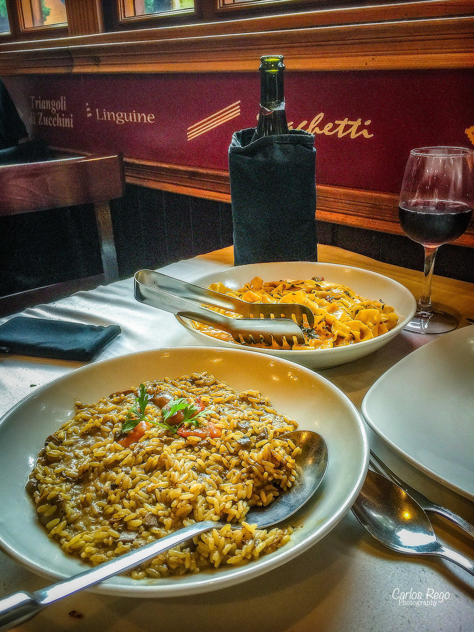 Ristoranti La Tagliatella - Calle Gabriel Celaya, 5, 29006 Málaga  Risotto Mare monte con Crema ,langostinos y setas. Pappardelle al pepe nero