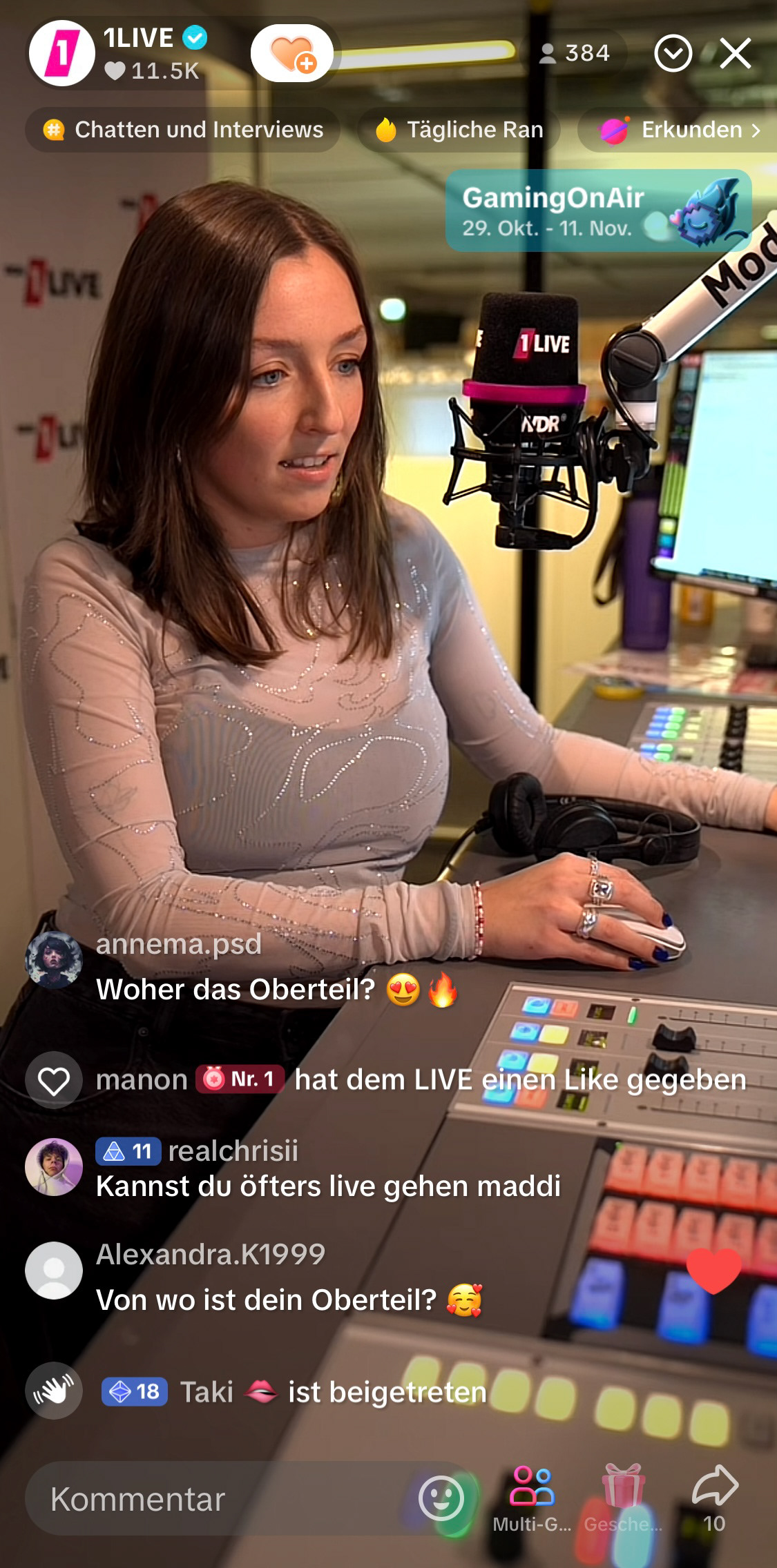1LIVE DIGGI-Livestream mit Madeleine Sabel