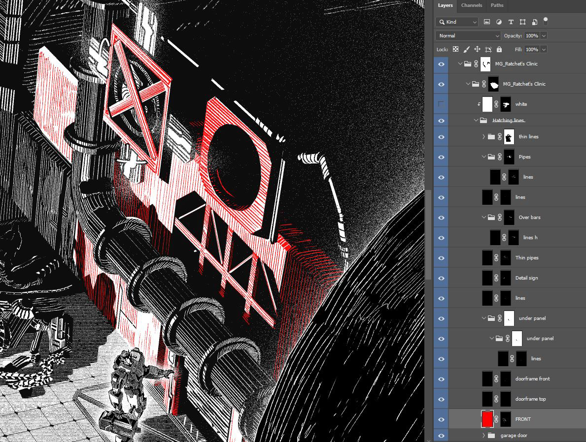 Showing how this process let me draw unbroken lines across shadow-light boundaries