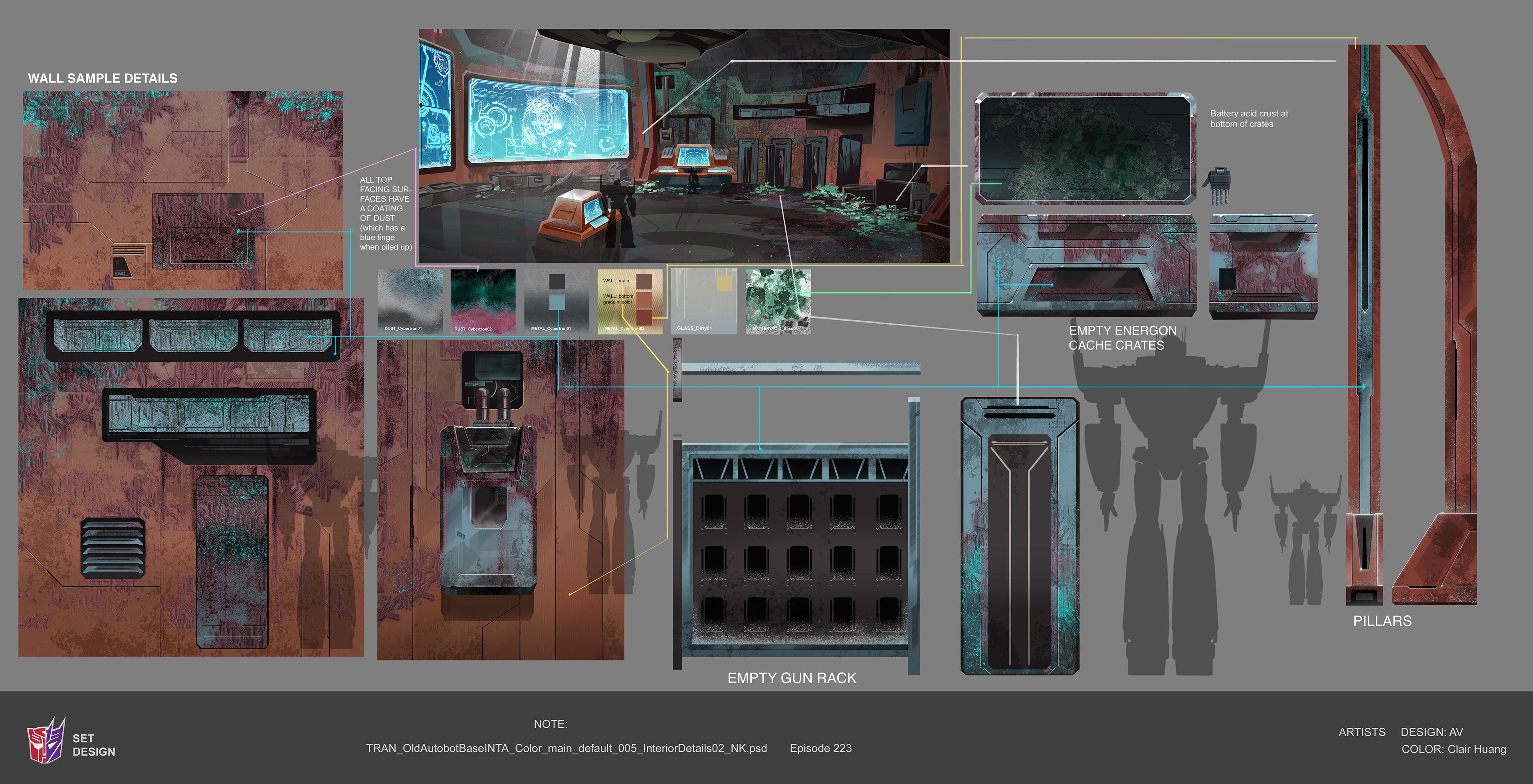 Interior of the old Autobot base: texture details