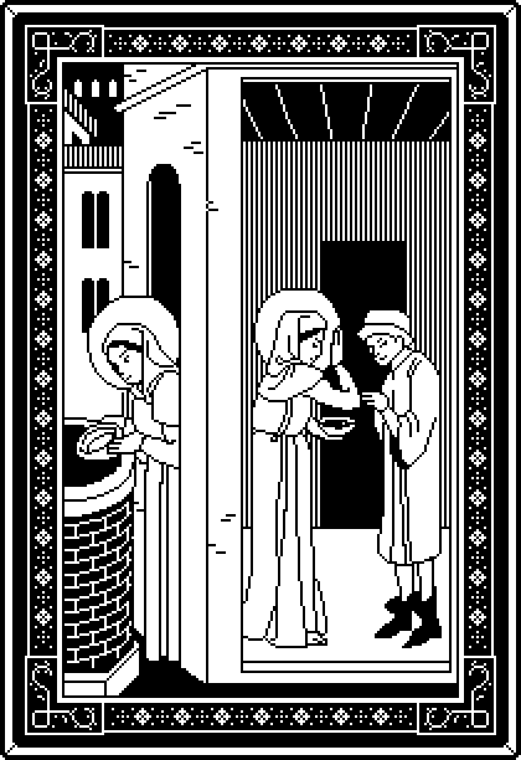II. "A pilgrim, suffering badly...sought alms from her, and she had nothing with which to succour the poor man. ...She urged the poor pilgrim to wait until she could bring him some fresh water from the well...when he tasted the water it had been divinely turned into wine."