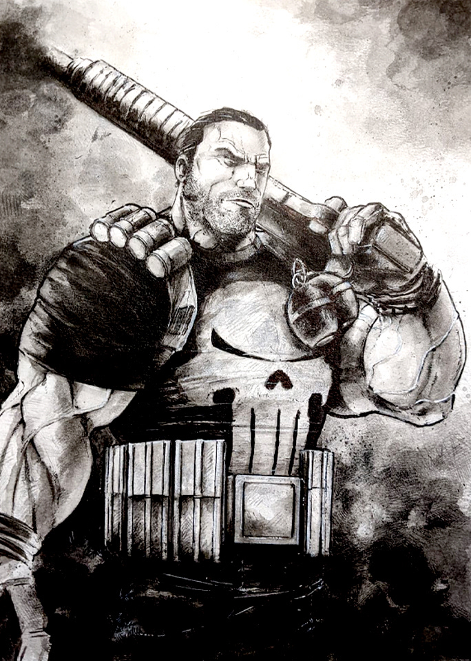 Mix Média : pencil, ink, ink wash on 11x14 water color board.