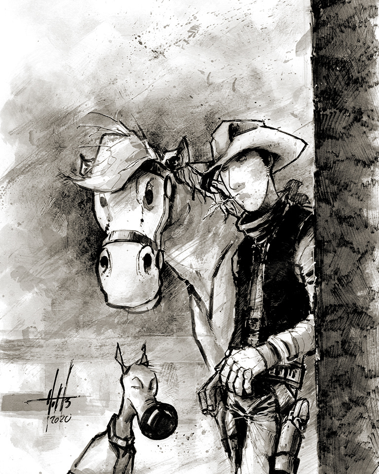 Mix Média : pencil, ink, ink wash on 8x10 water color board.