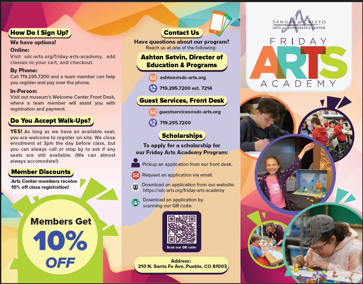 SDC Friday Arts Academy Brochure Front Cover