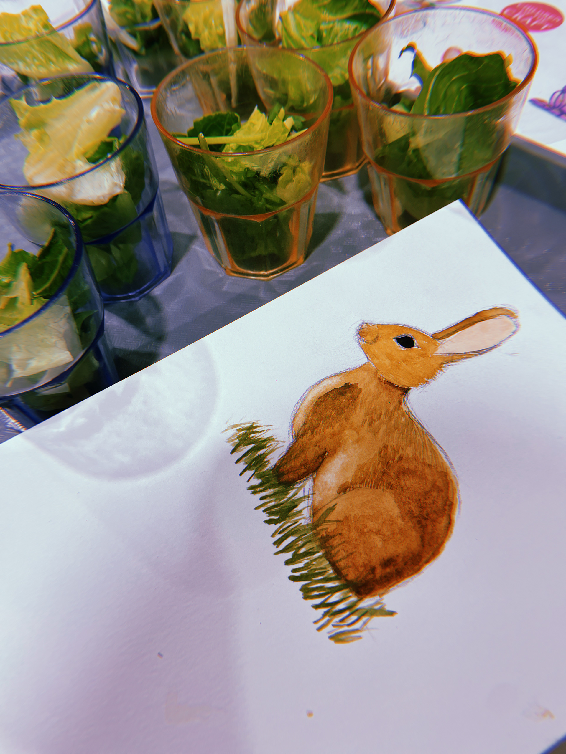 Bunny Cafe Watercolour Night