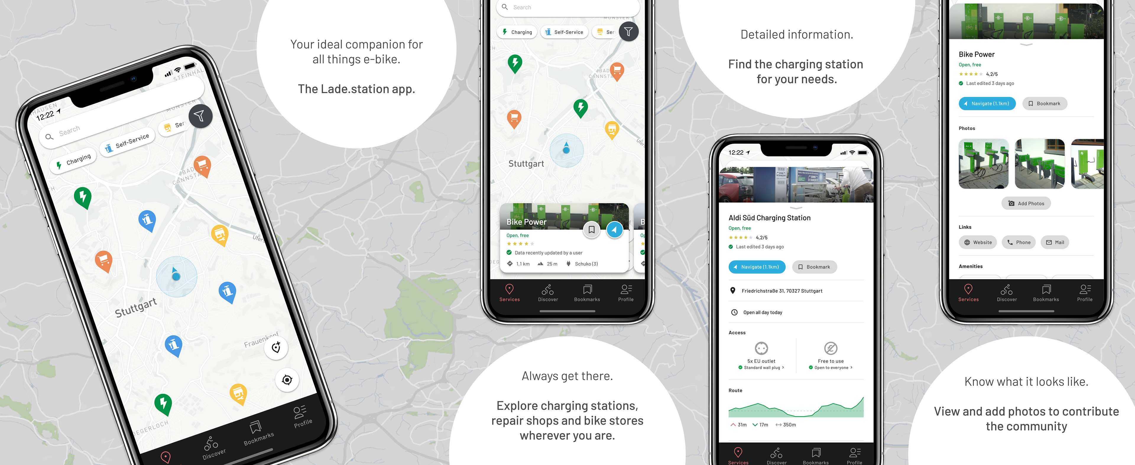 Promotional image of the app taken from the Apple App Store, with screenshots and texts highlighting various features,