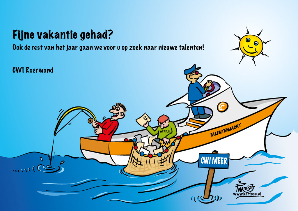 Cartoon talentenjacht voor CWI (het huidige UWV Roermond)
