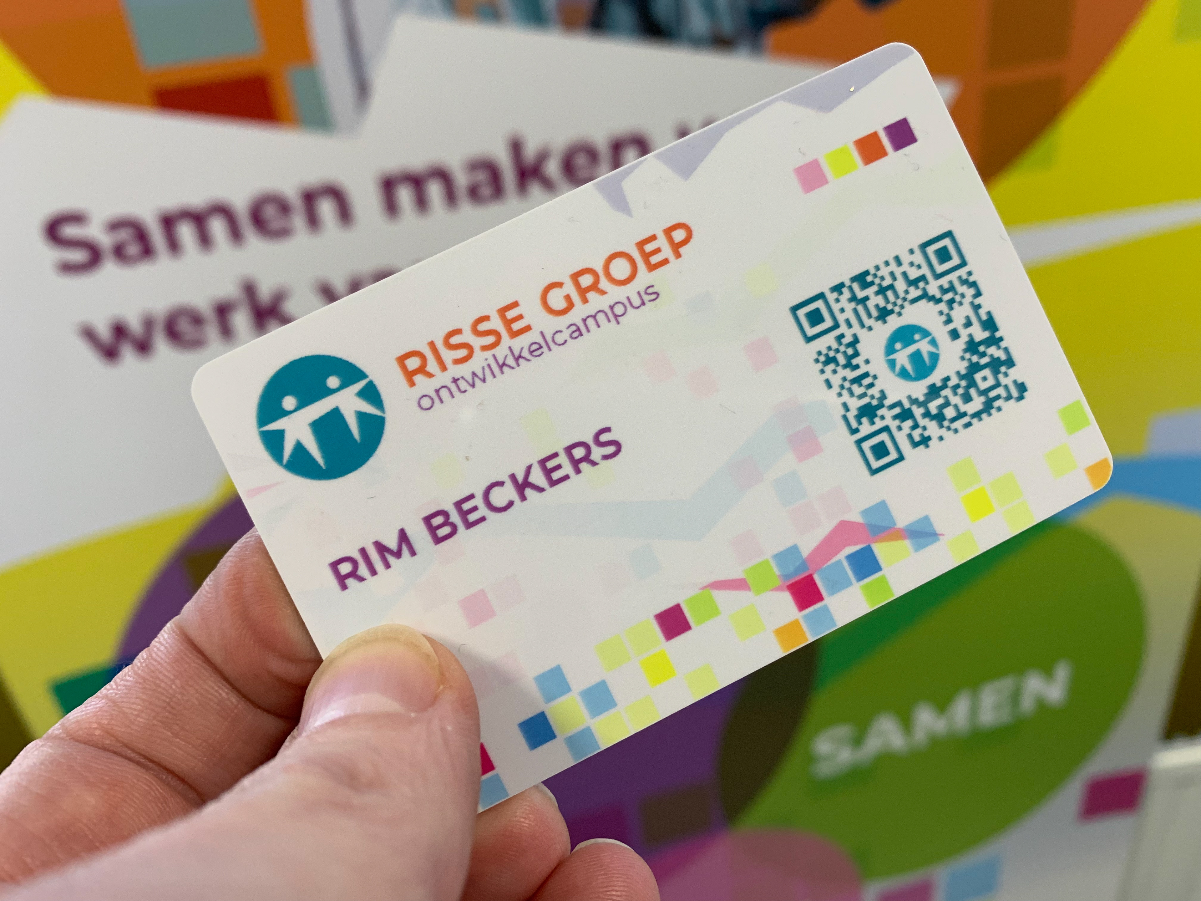 Nieuwe visitekaartjes/printpassen voor ontwikkelcampus Risse Groep/Werk.Kom