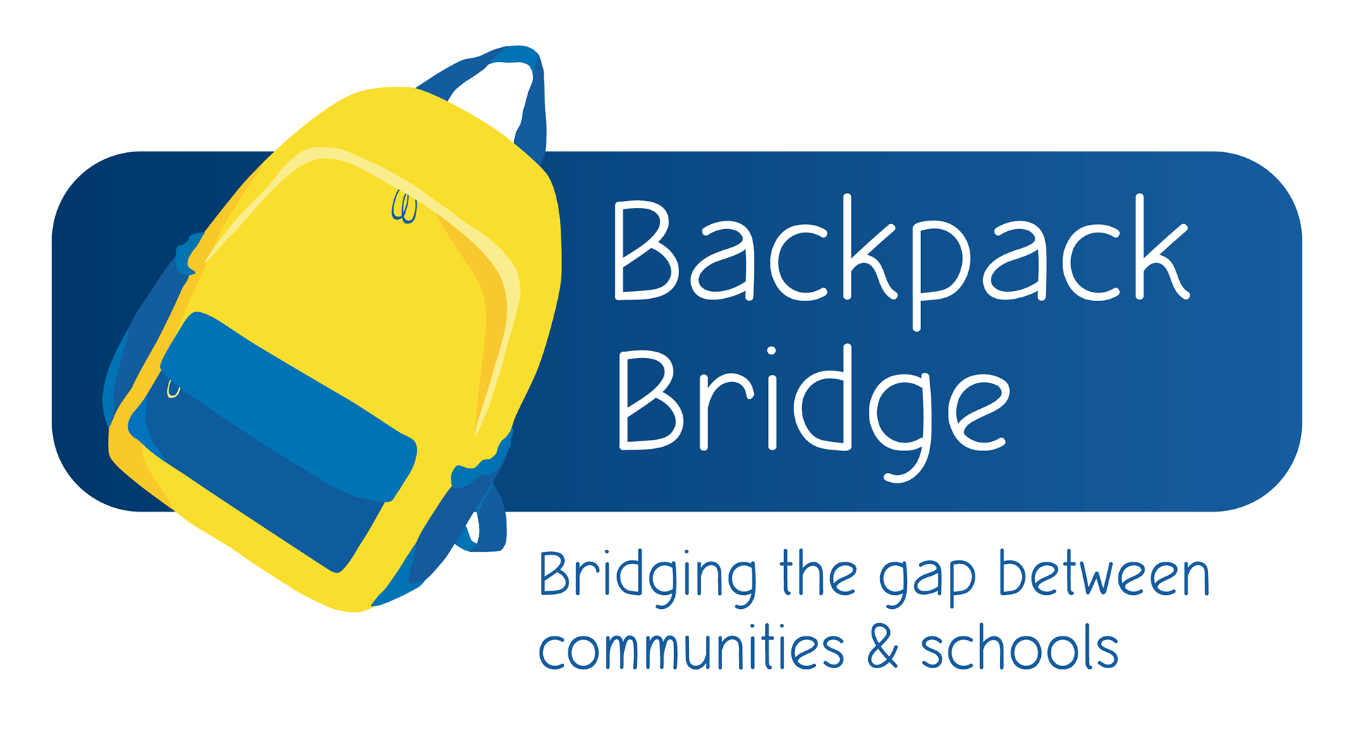 Backpack Bridge logo with tag line, "Bridging the gap between communities and schools."