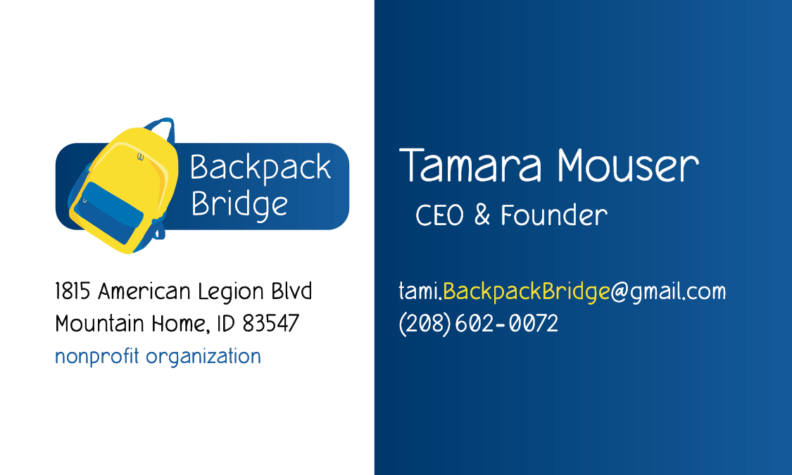 Backpack Bridge front of business card