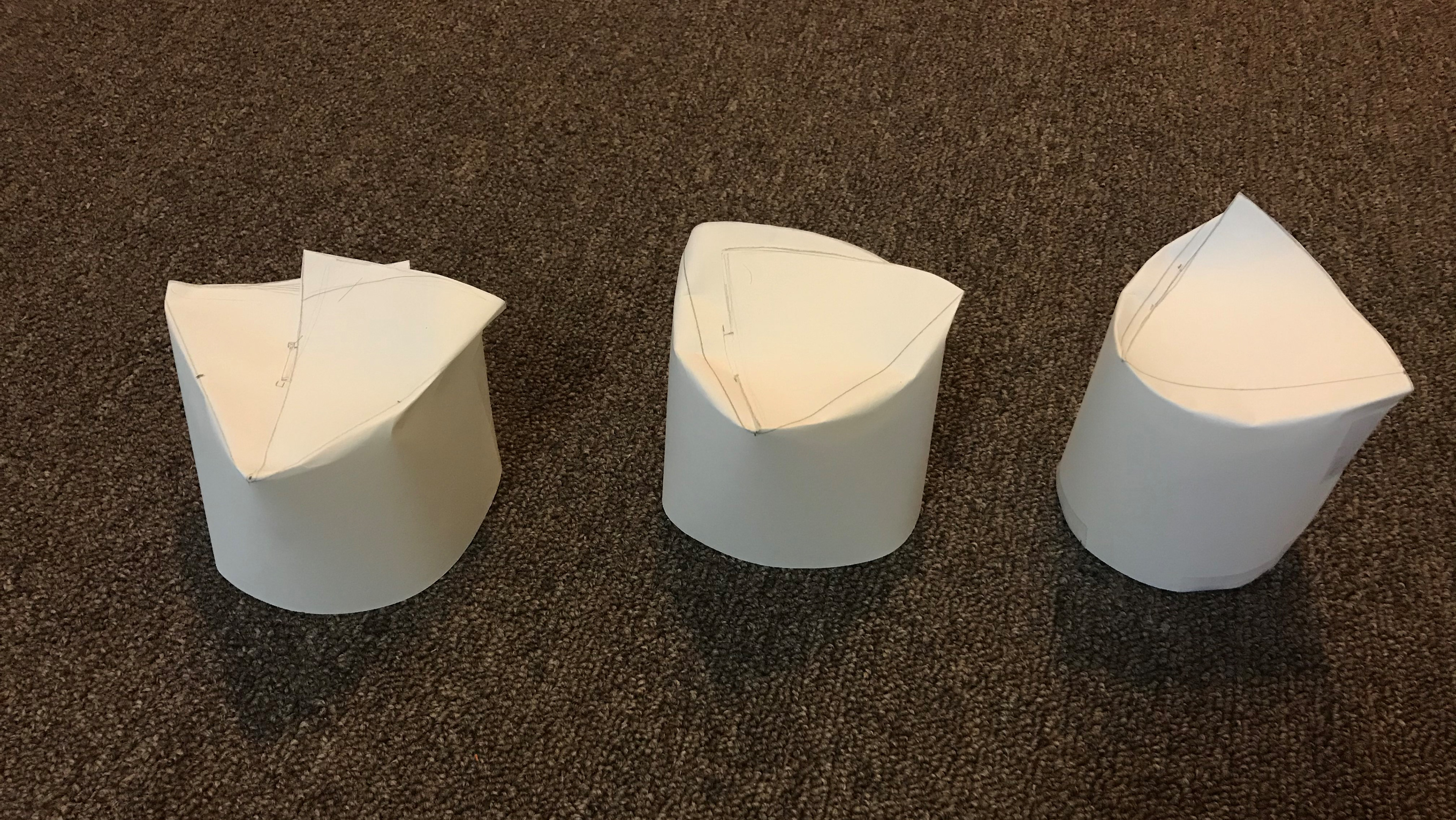 Set of paper cup prototyping folding lid