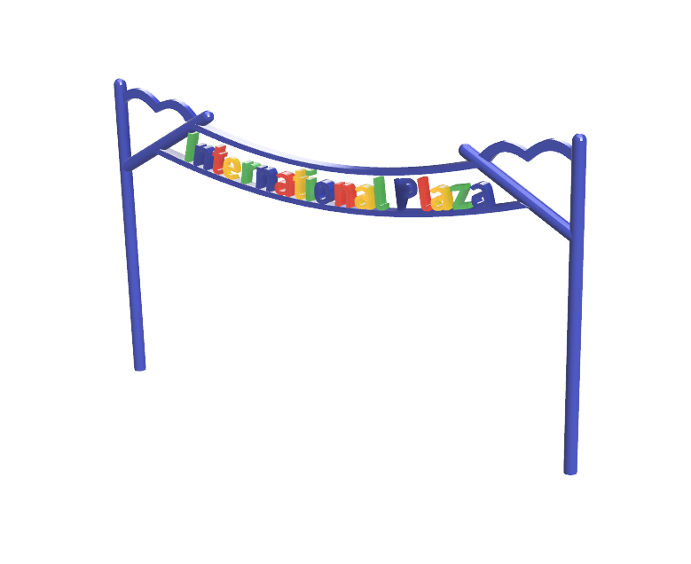 Arching sign over street