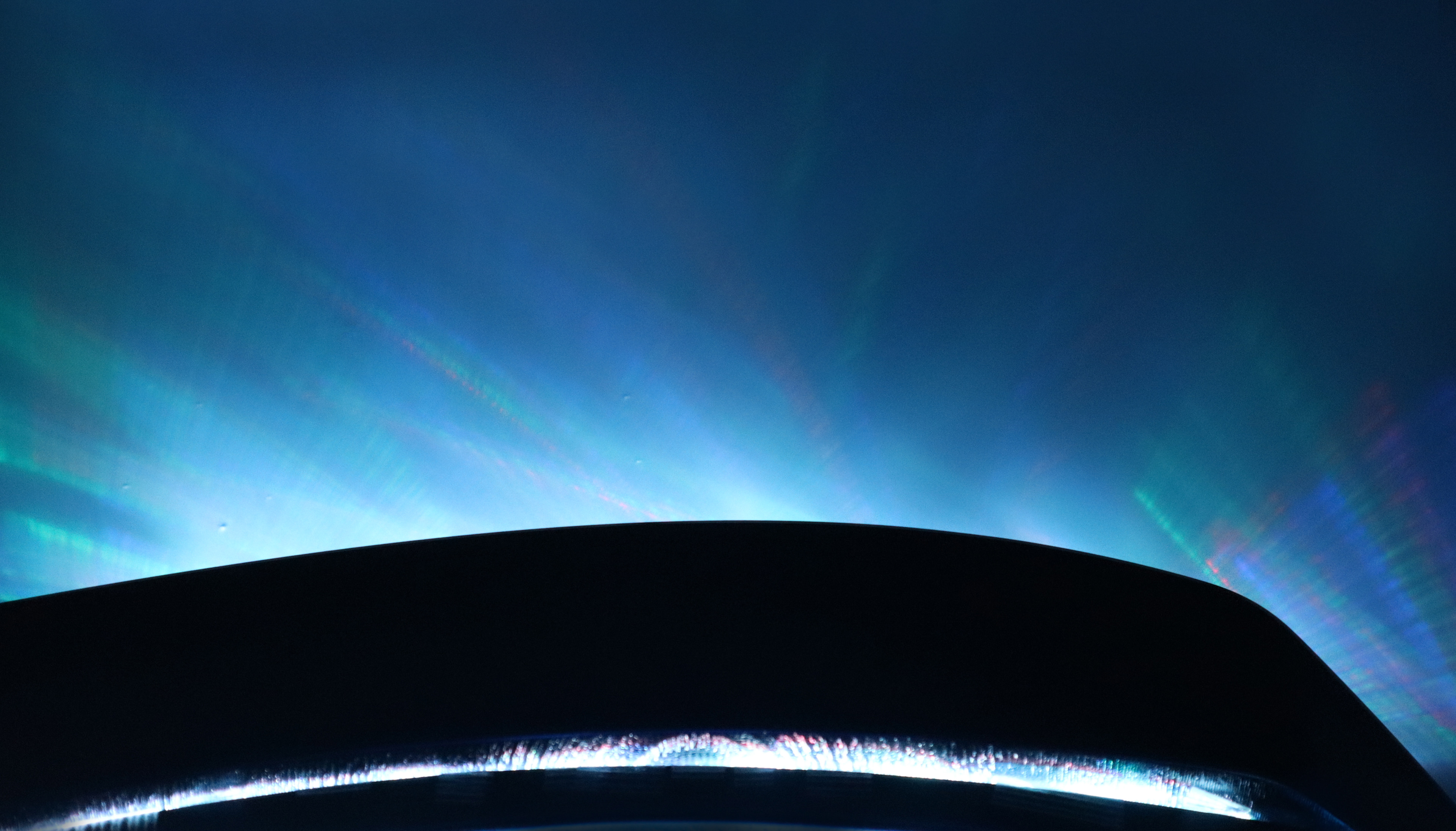 The array of colors through the headlights from above