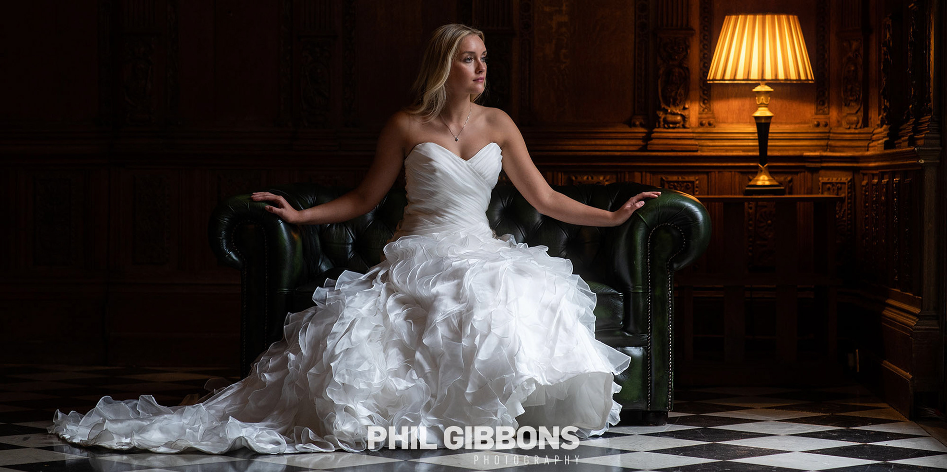 Hazlewood Castle Wedding Photography bride sat posing in natural light