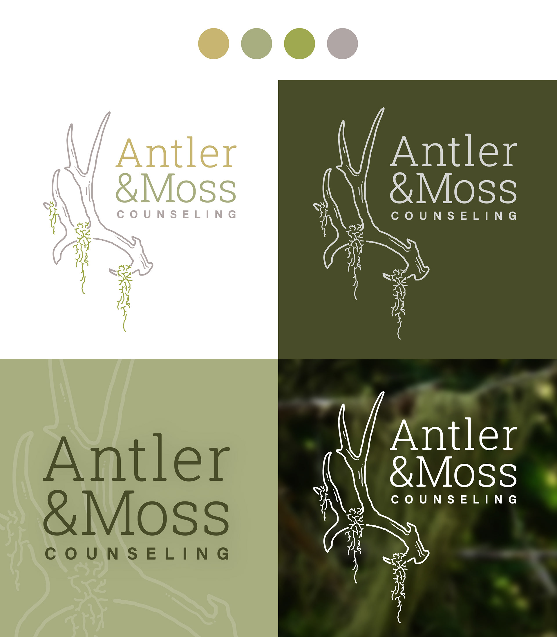 Contour logo design of antler and moss..