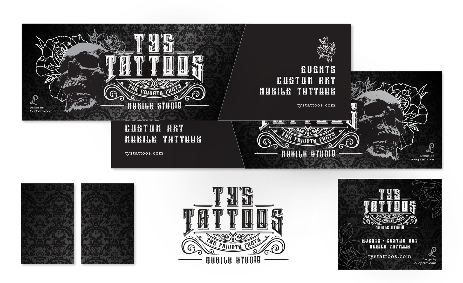 Trailer wrap with skulls and roses.