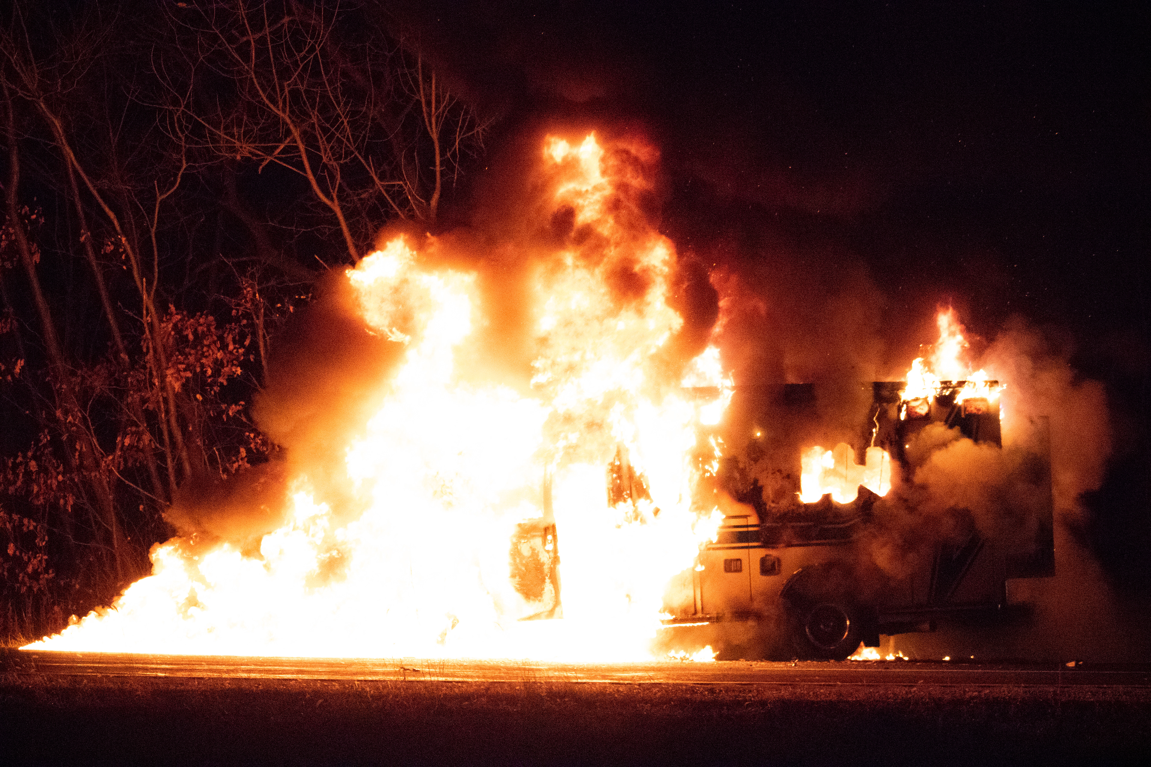 A Tomah ambulance caught on fire on Highway 12 near Bluffview on January 13, 2019.