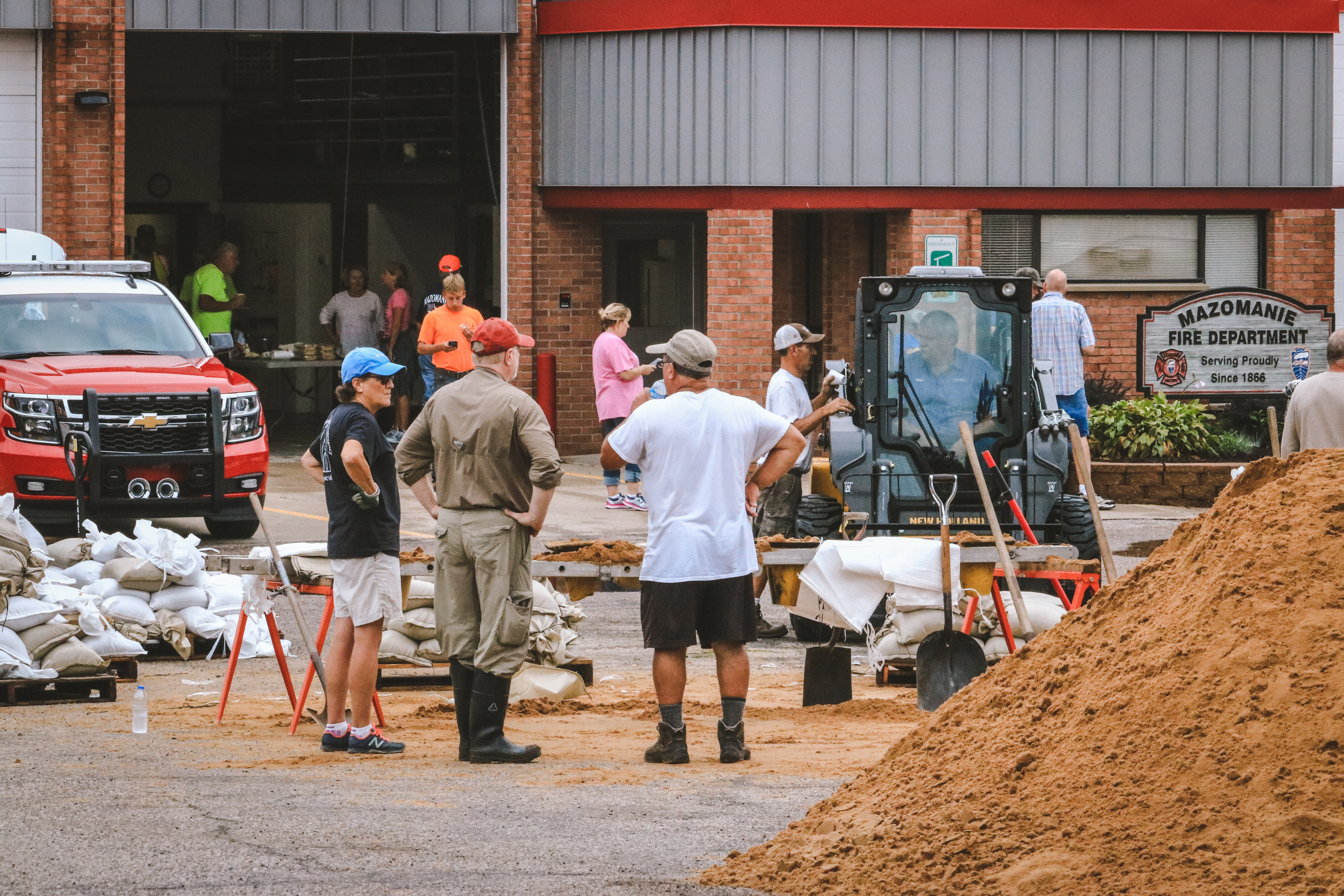 The Mazomanie Fire Department became the place for volunteers to check in, grab supplies, and help sandbag.