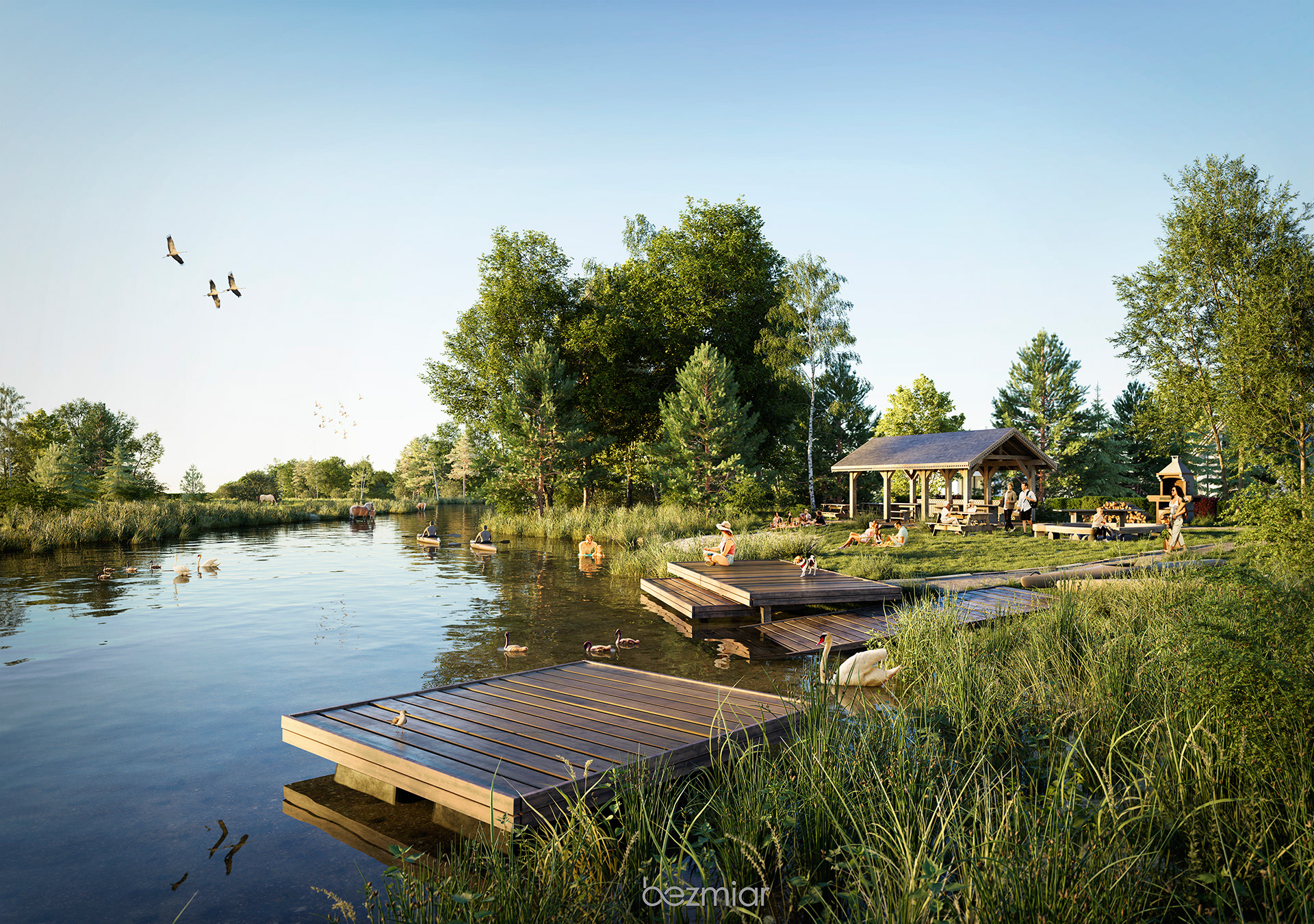 Recreation by river in Lesznia for Atelier Skrzypczyk & Rivat