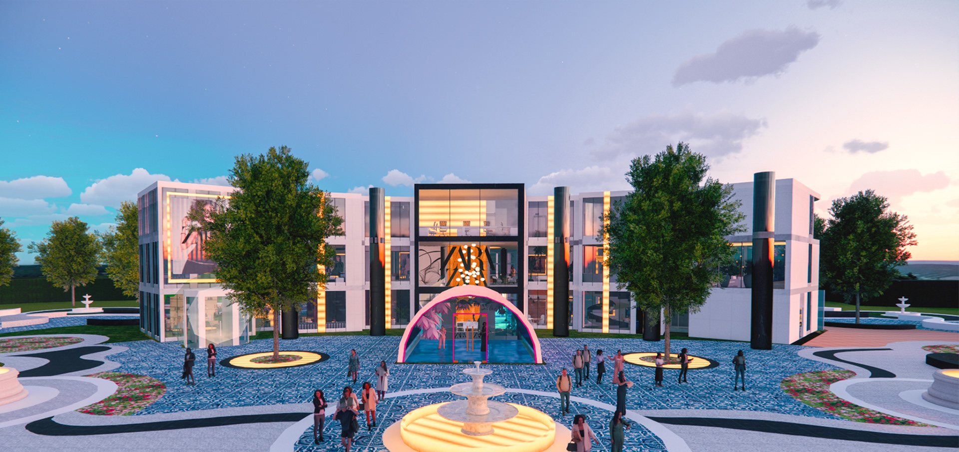 Exterior render of ZARA Headquarters