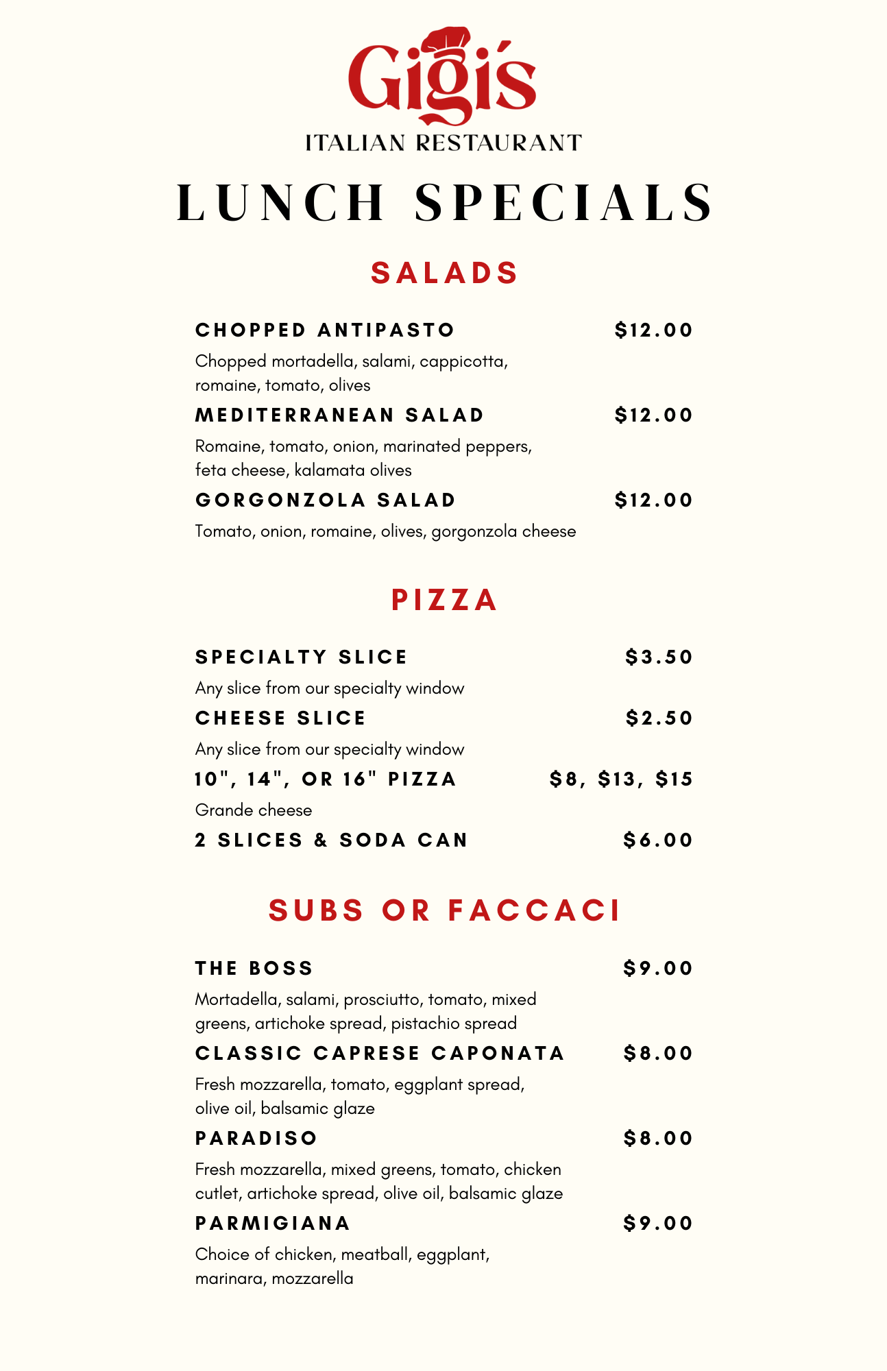Lunch Specials