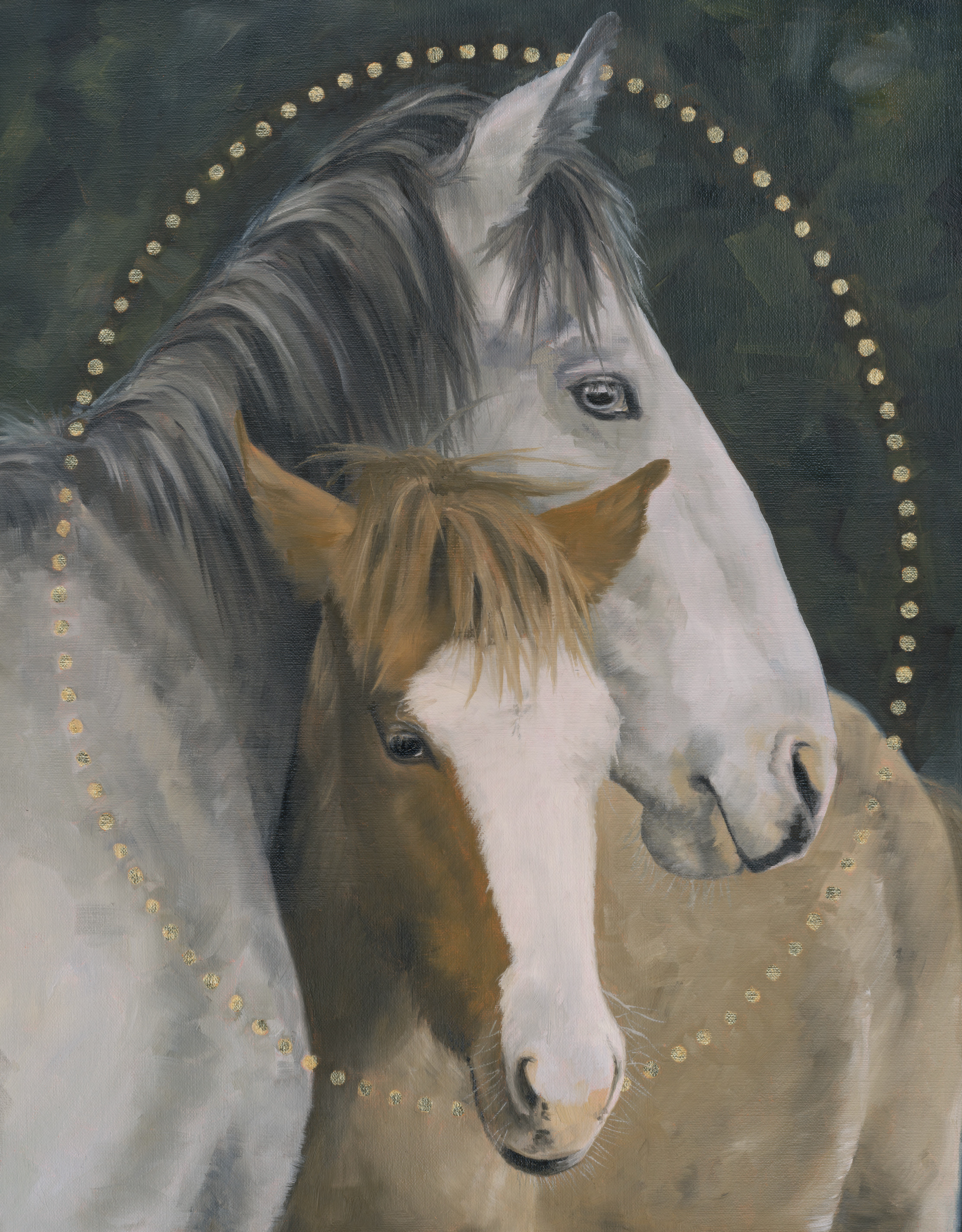 Bubbles & Brother, Oil with Gold Leaf on linen, 20x16 inches