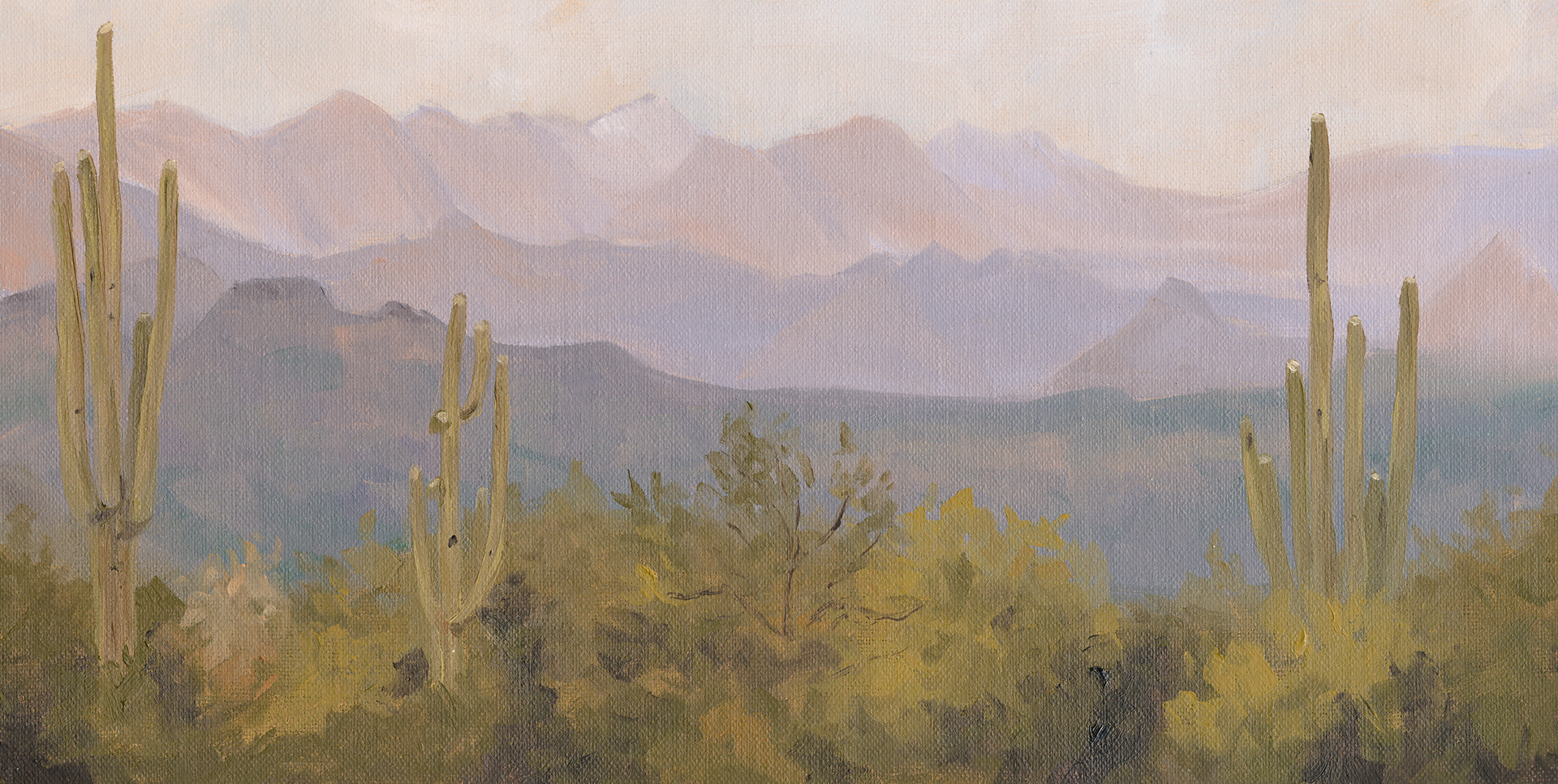 SOLD, Desert Peaks, Oil, 6x12 inches