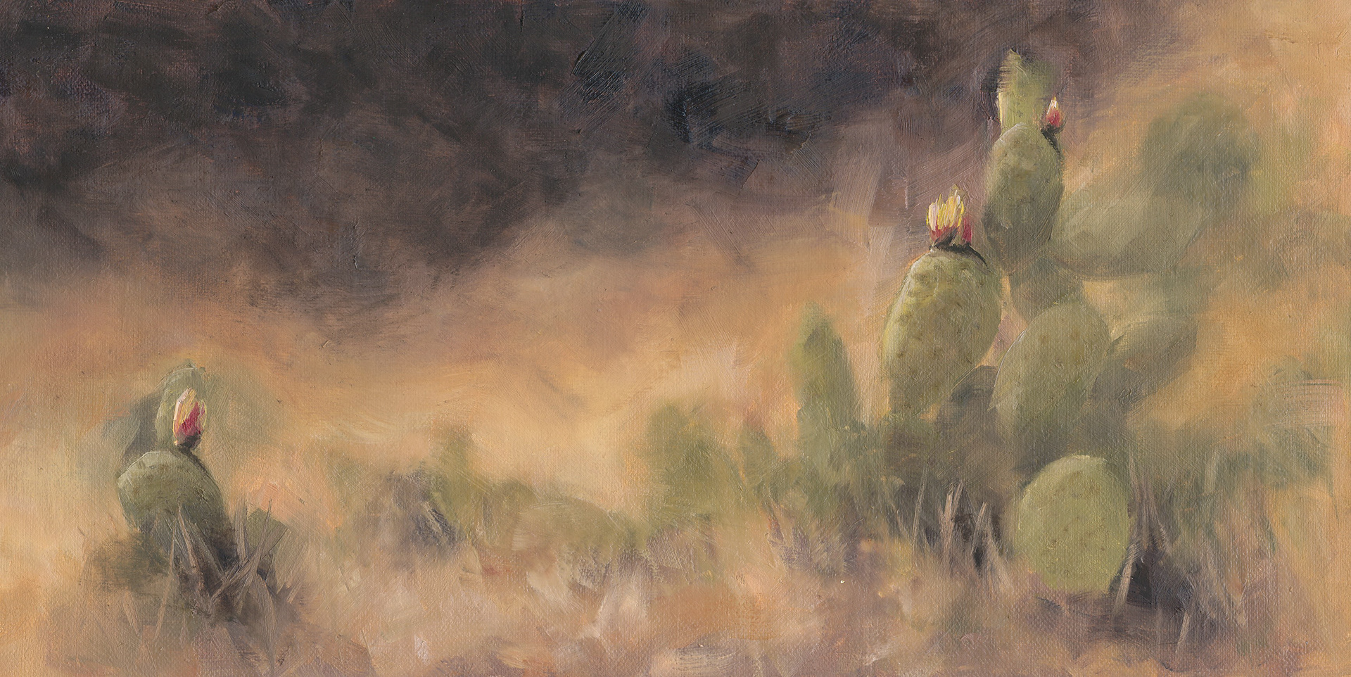 Prickly Serenity, Oil, 6x12 inches, $300