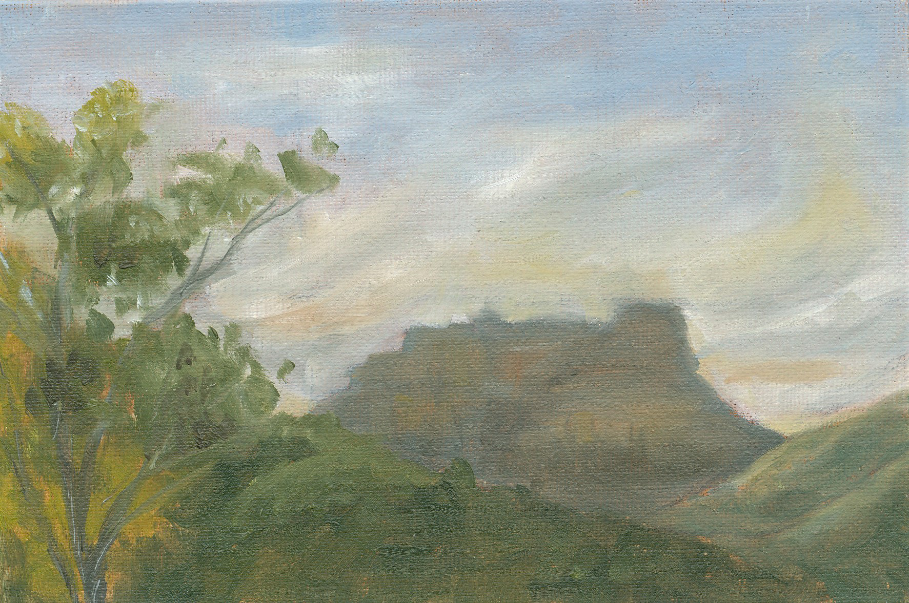 Coon Bluff, Oil, 4x6 inches, $170
