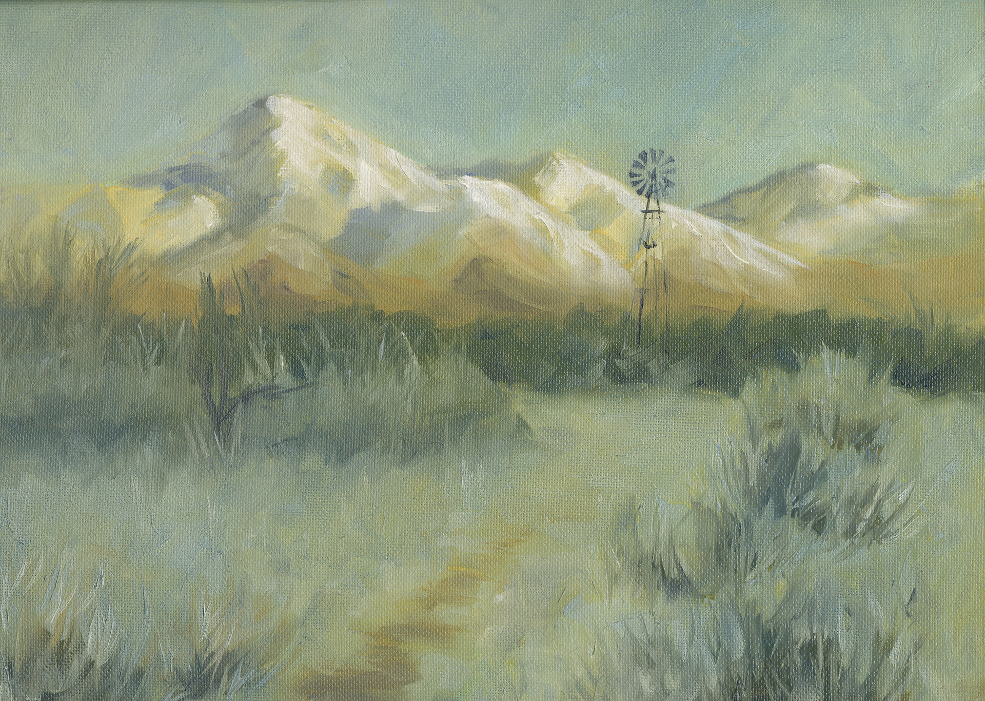 Windmill at Picketpost, Oil, 9x12 inches, $350