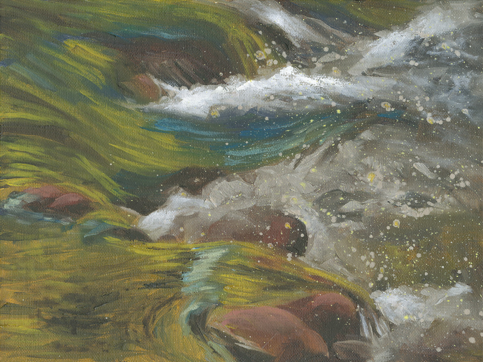 Rushing Waters, Oil, 6x8 inches, $230