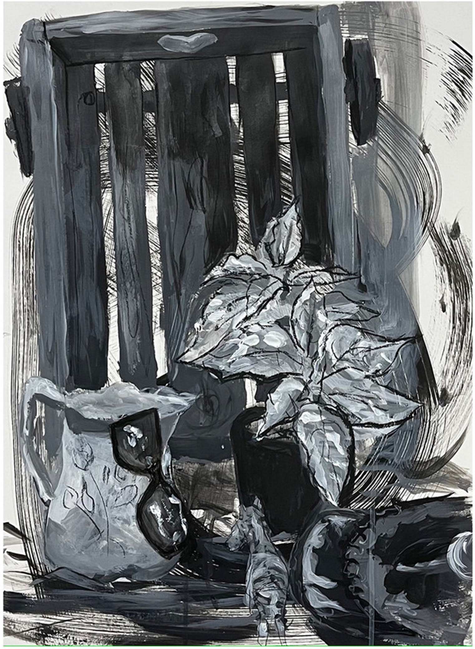 still life painting | 3 hours acrylic paint, charcoal, ink