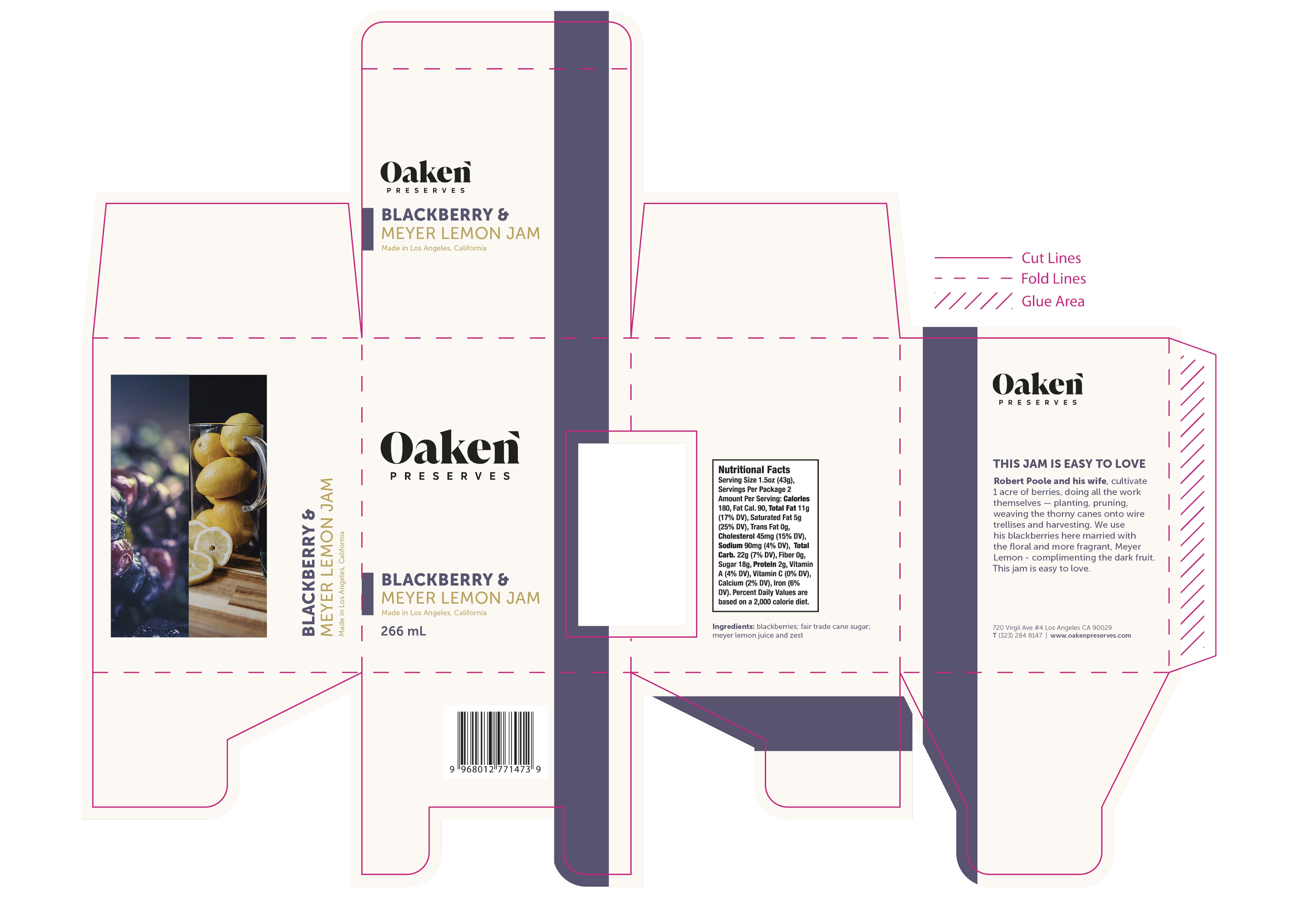 Blackberry & Meyer Lemon Jam Box Dieline