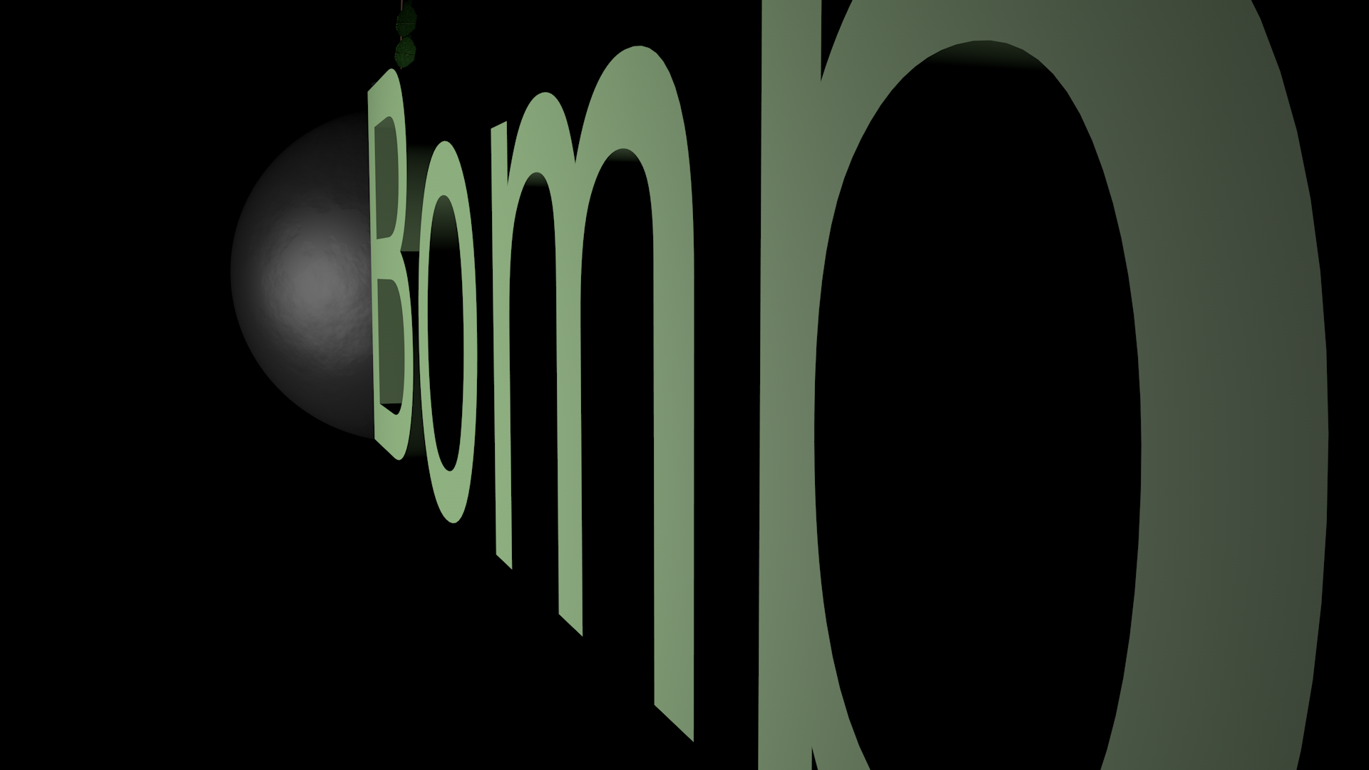 Close-up render of "BOMB"
