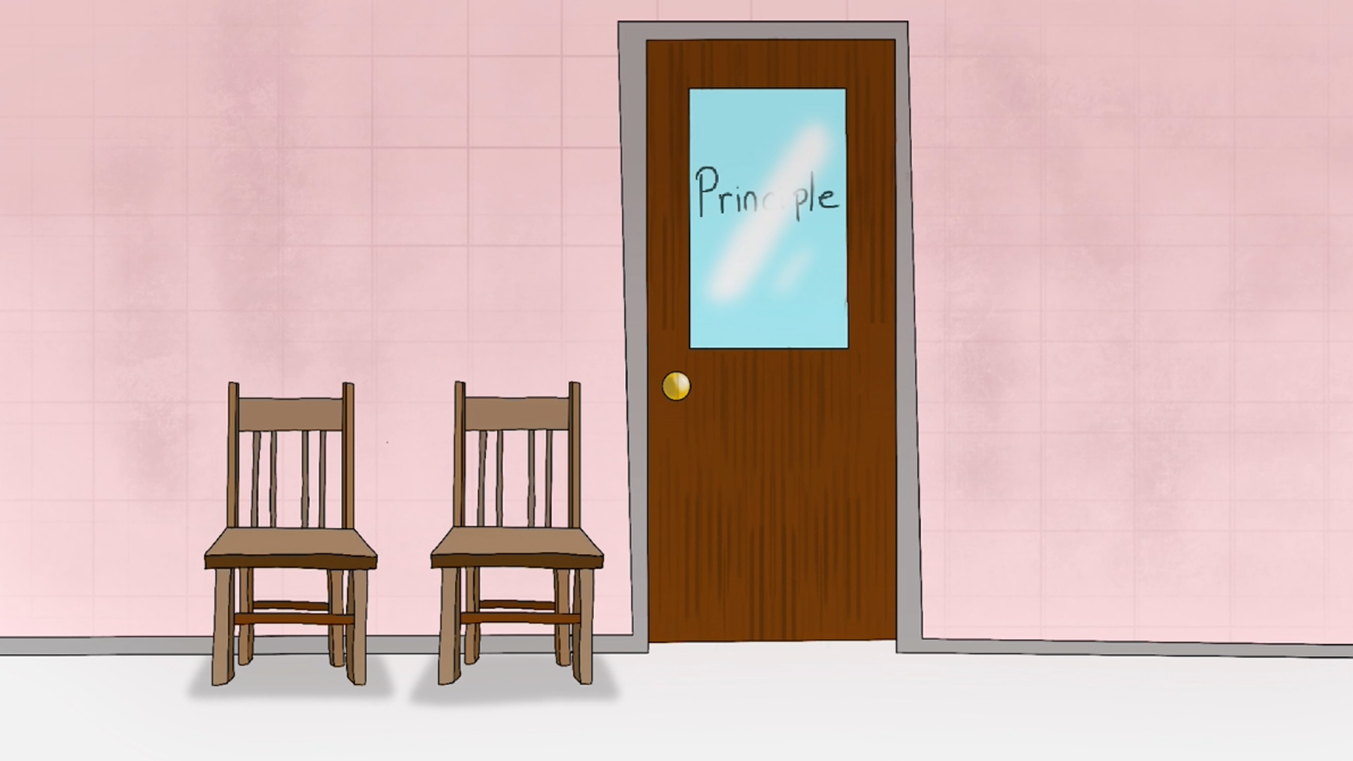 First shot of the animation of the Principles door