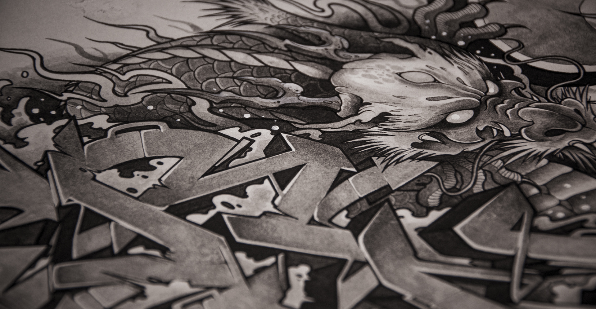 The Dragon - Tattoo style ink art (2012)