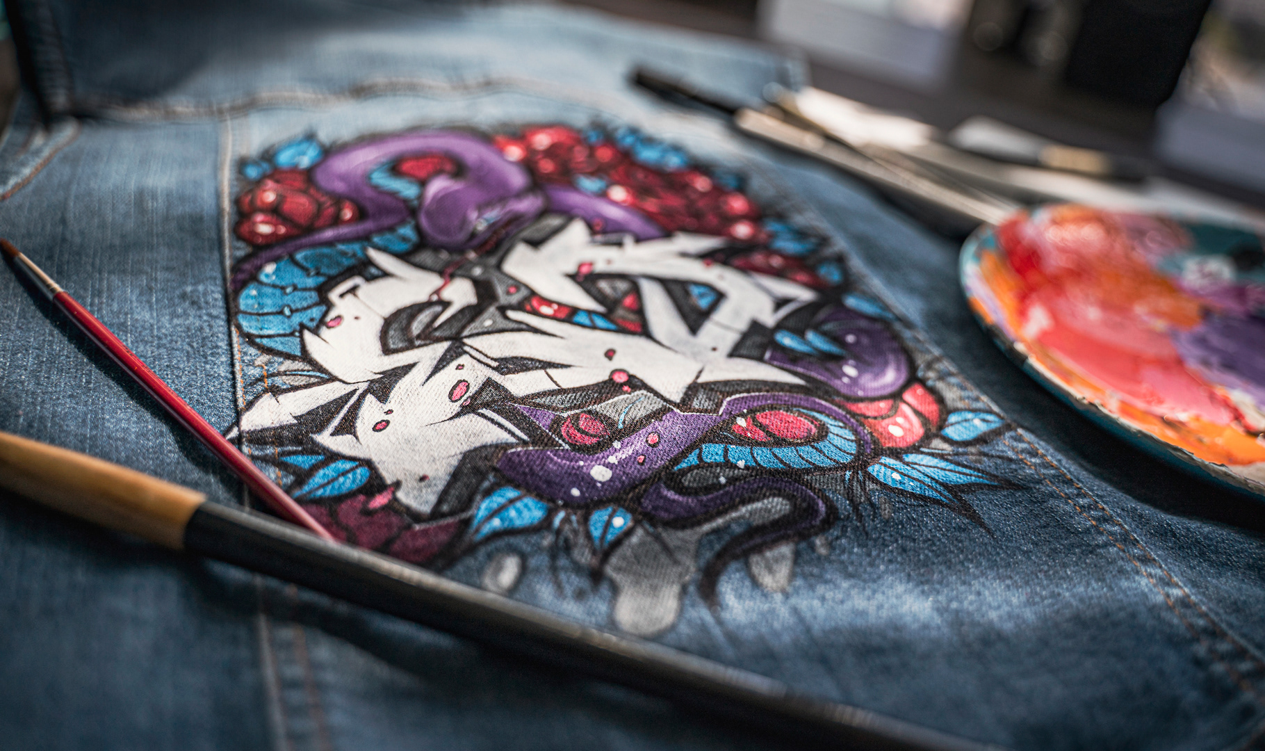 Hand-drawn Jeans Vest of Snake year (2013)