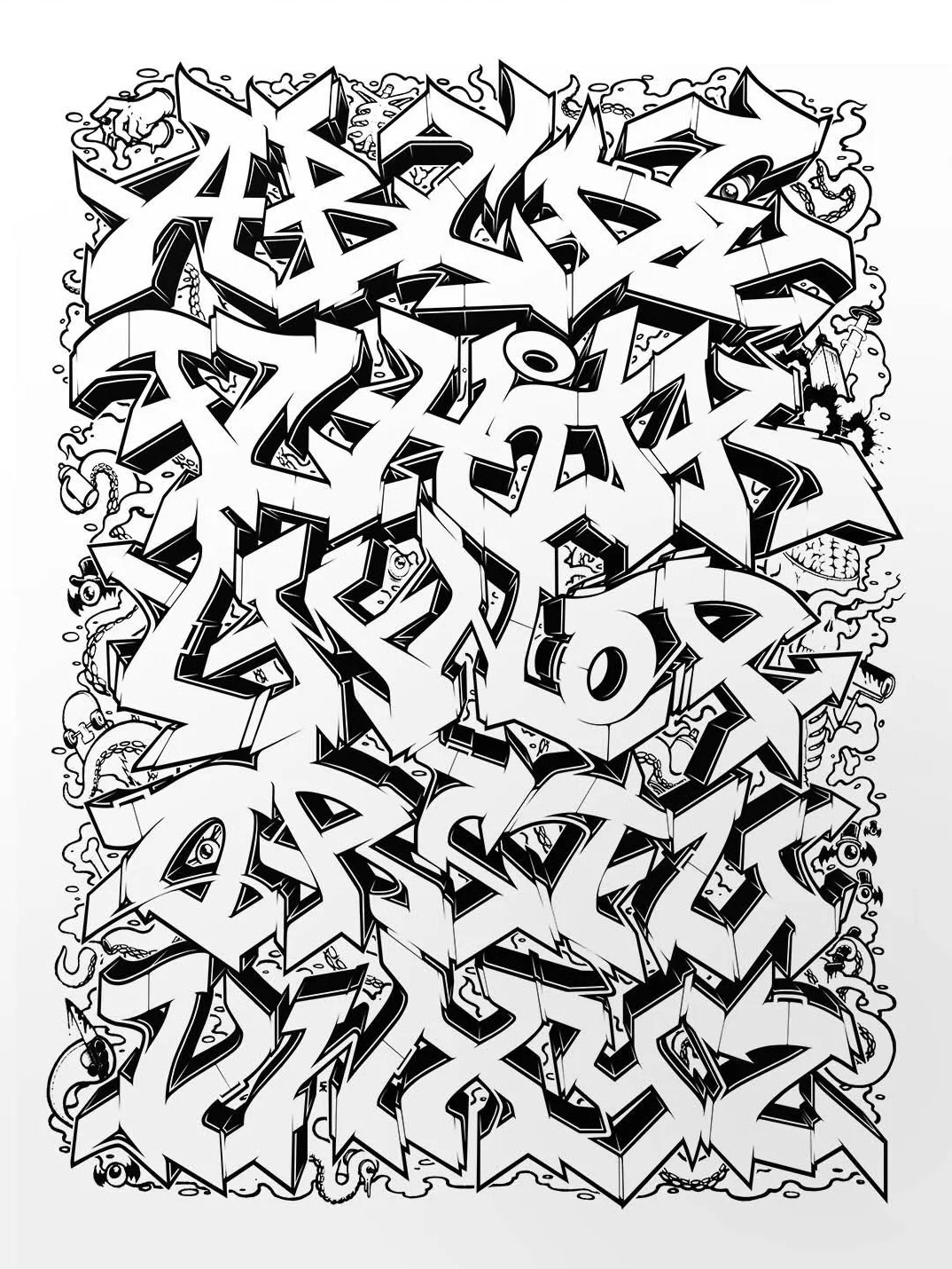 Graffiti letters alphabet - Sketch (2012)