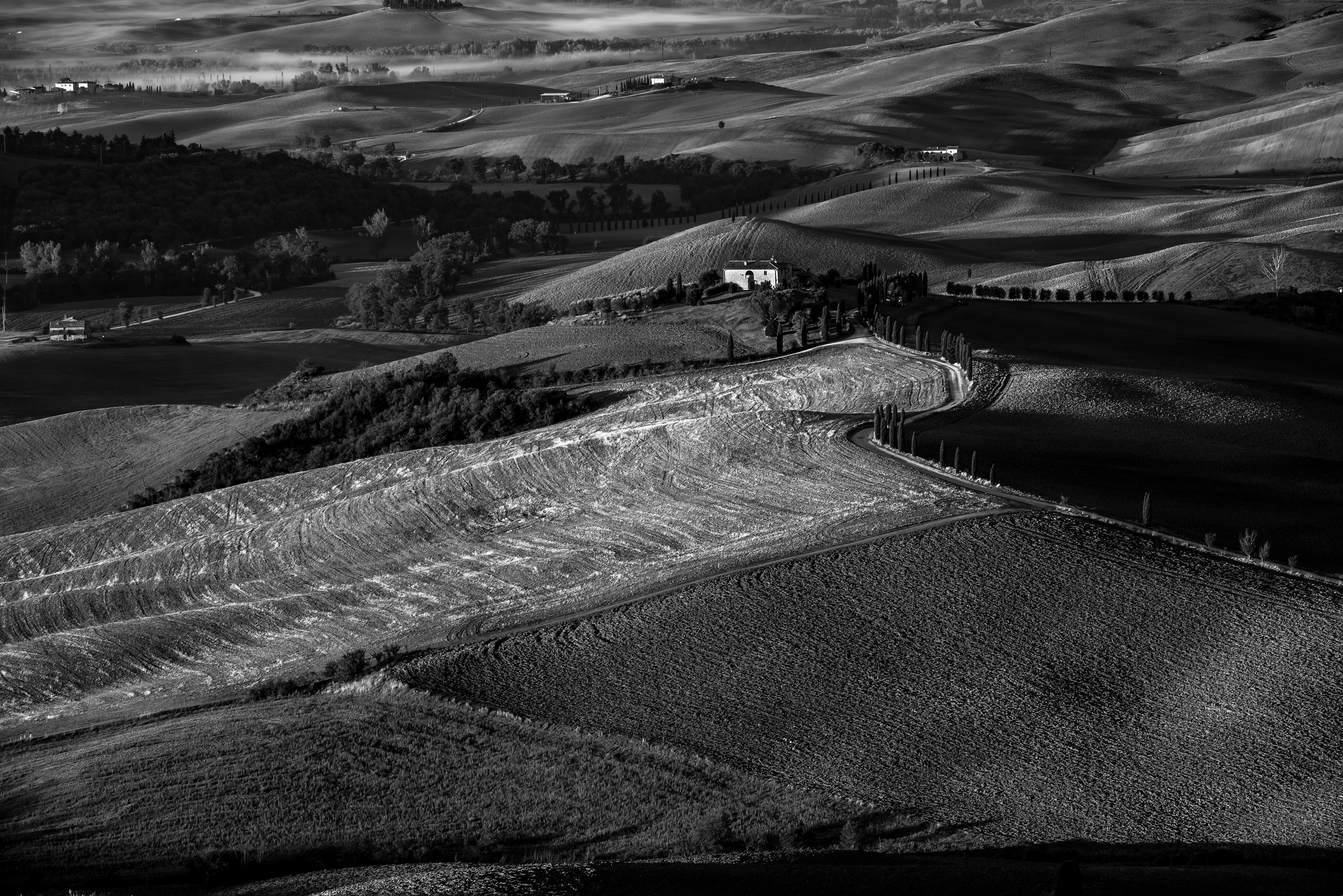 Monochrome Dreams of Val d’Orcia, Tuscany, Italy. 