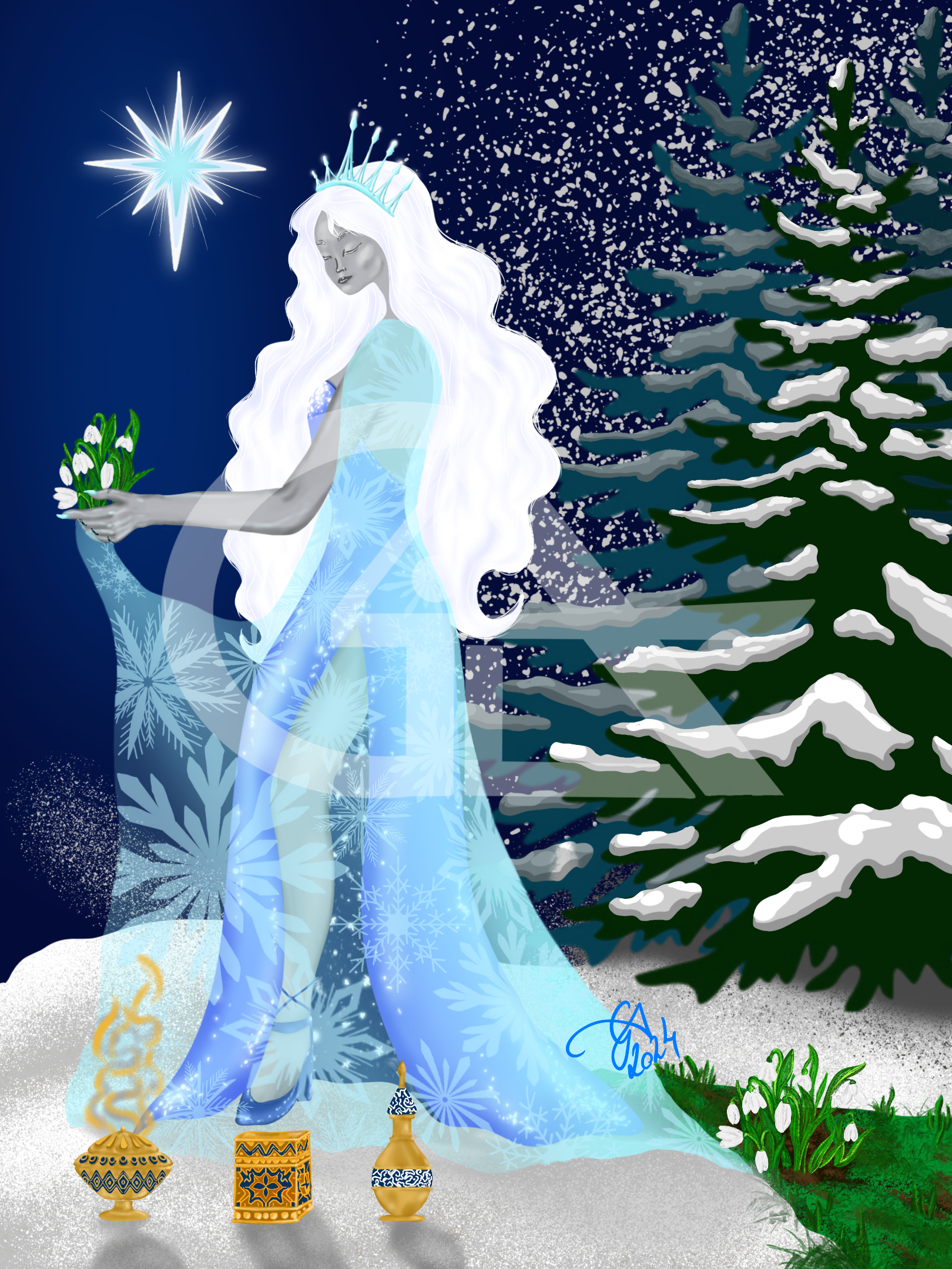 January (starter illustration of the series: Ladies of the 12 months)