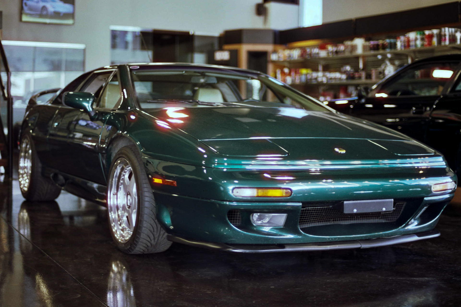 Lotus Espirit in the showroom | Cinestill 800T