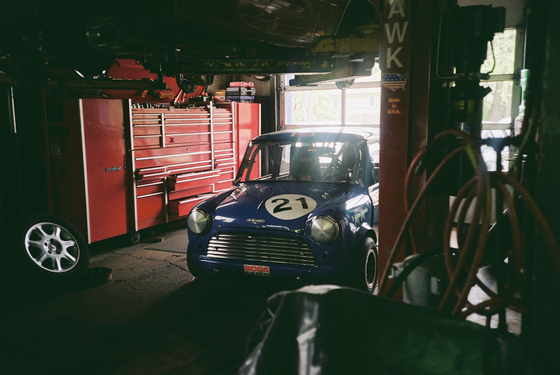 Mini race car in the shop | Kodak Gold 200