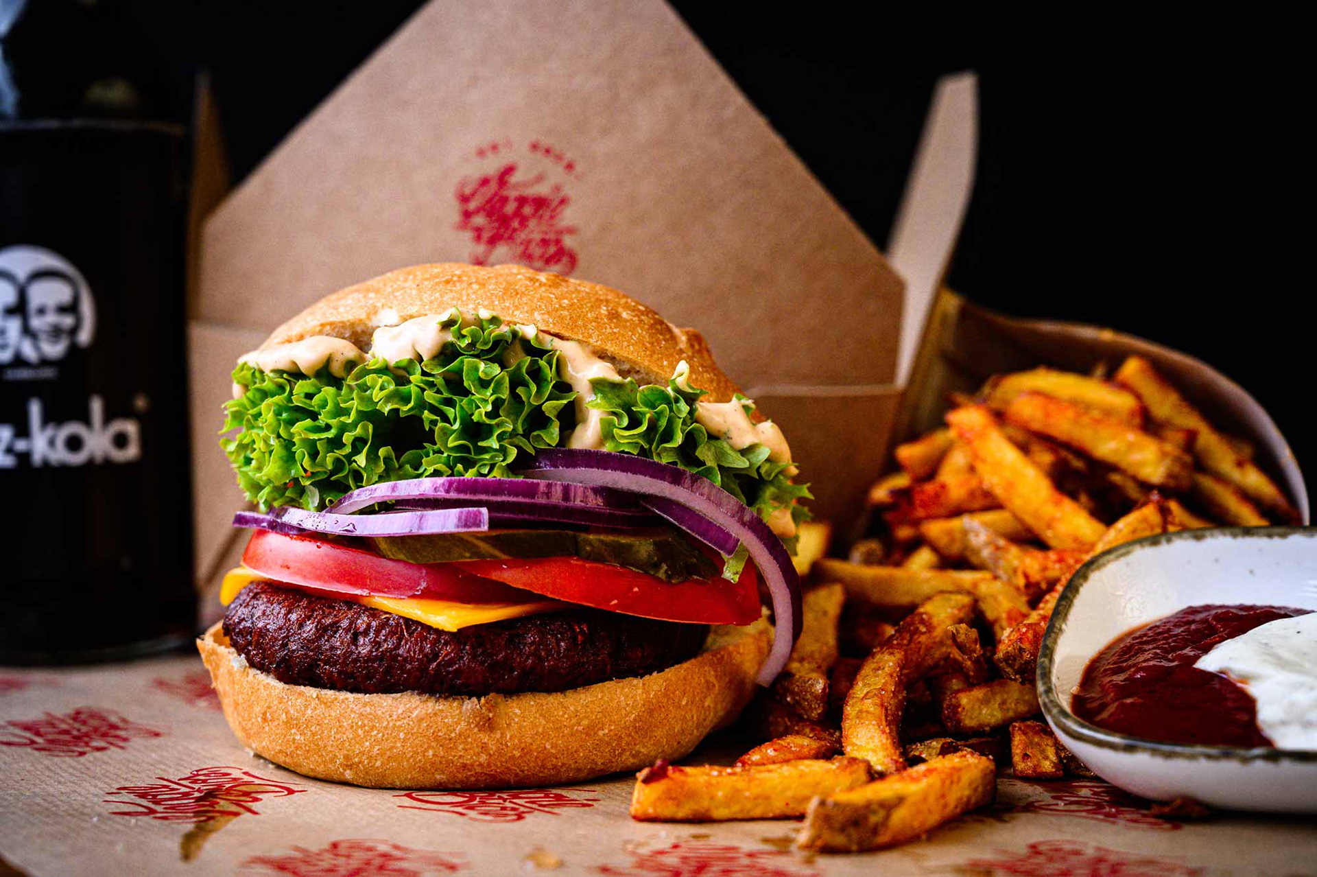 foodfotografie, würzburg, veggie bros, burger, pommes, cola