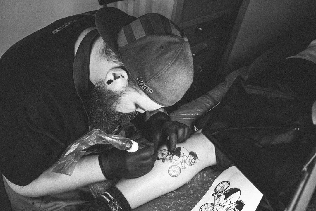 Tattoo, design, illustration, bike, franken, fotograf, sw, topview