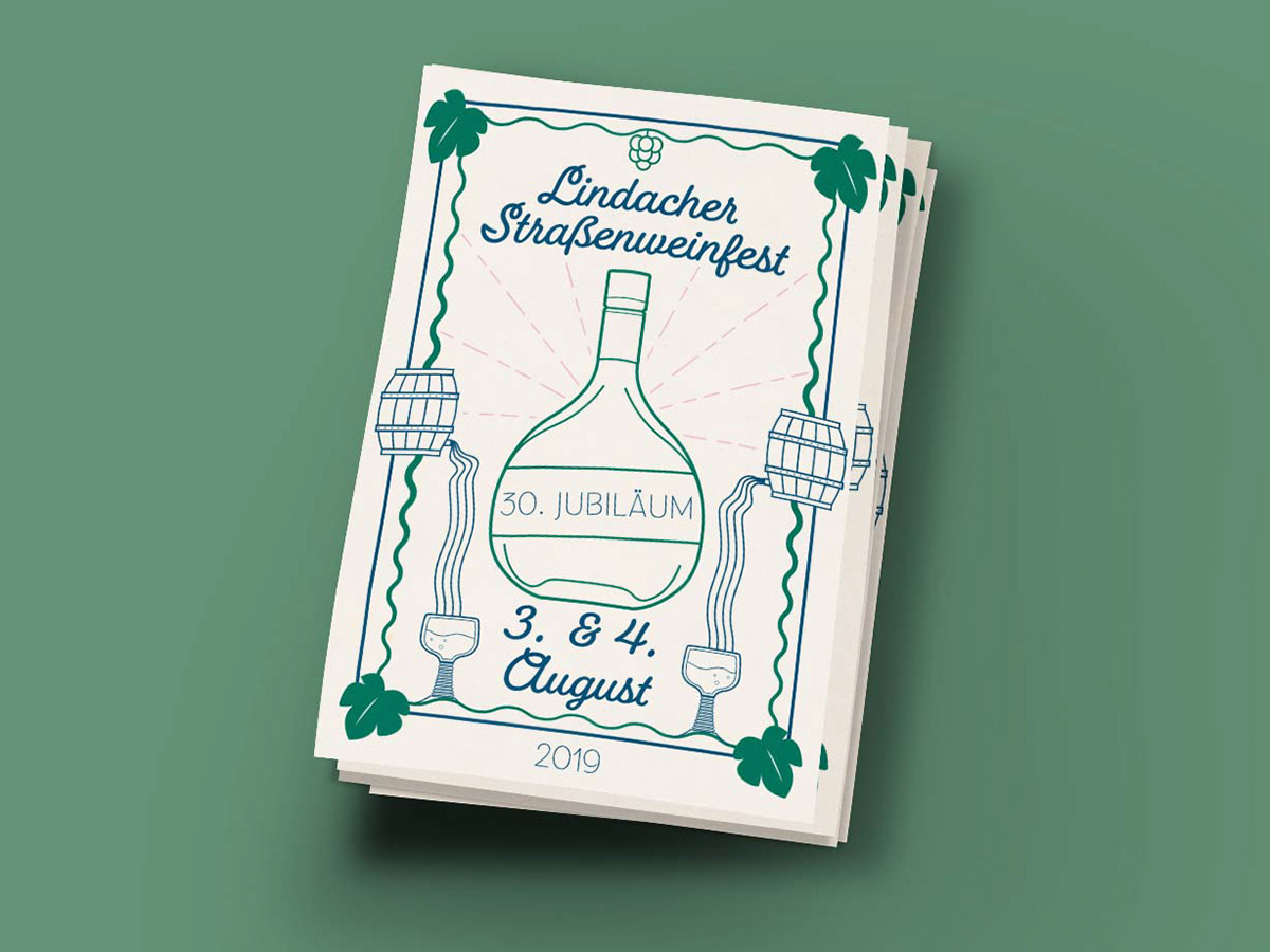illustration, weinfest, lindach, franken, illustrator, volkach, flyer, flugblatt, wein, design, simple