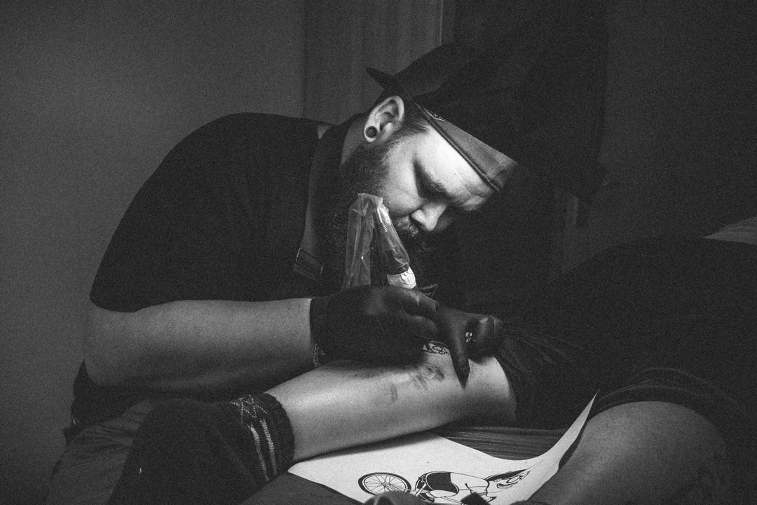 Tattoo, design, illustration, bike, franken, fotograf, sw, shadow