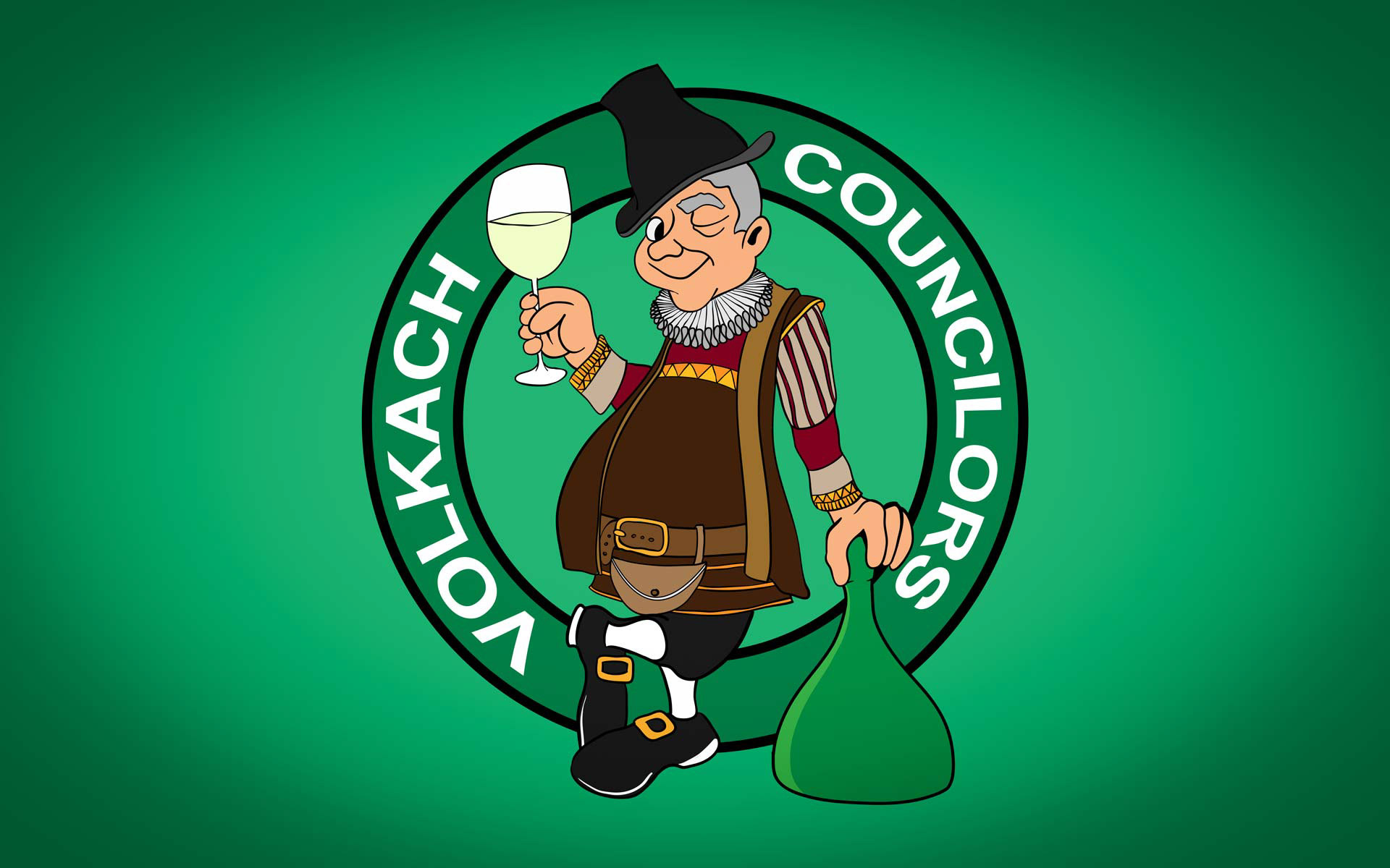 Illustration, illustrator, volkach, franken, ratsherr, wein, nba, logodesign, logo, mainschleife, bocksbeutel, celtics