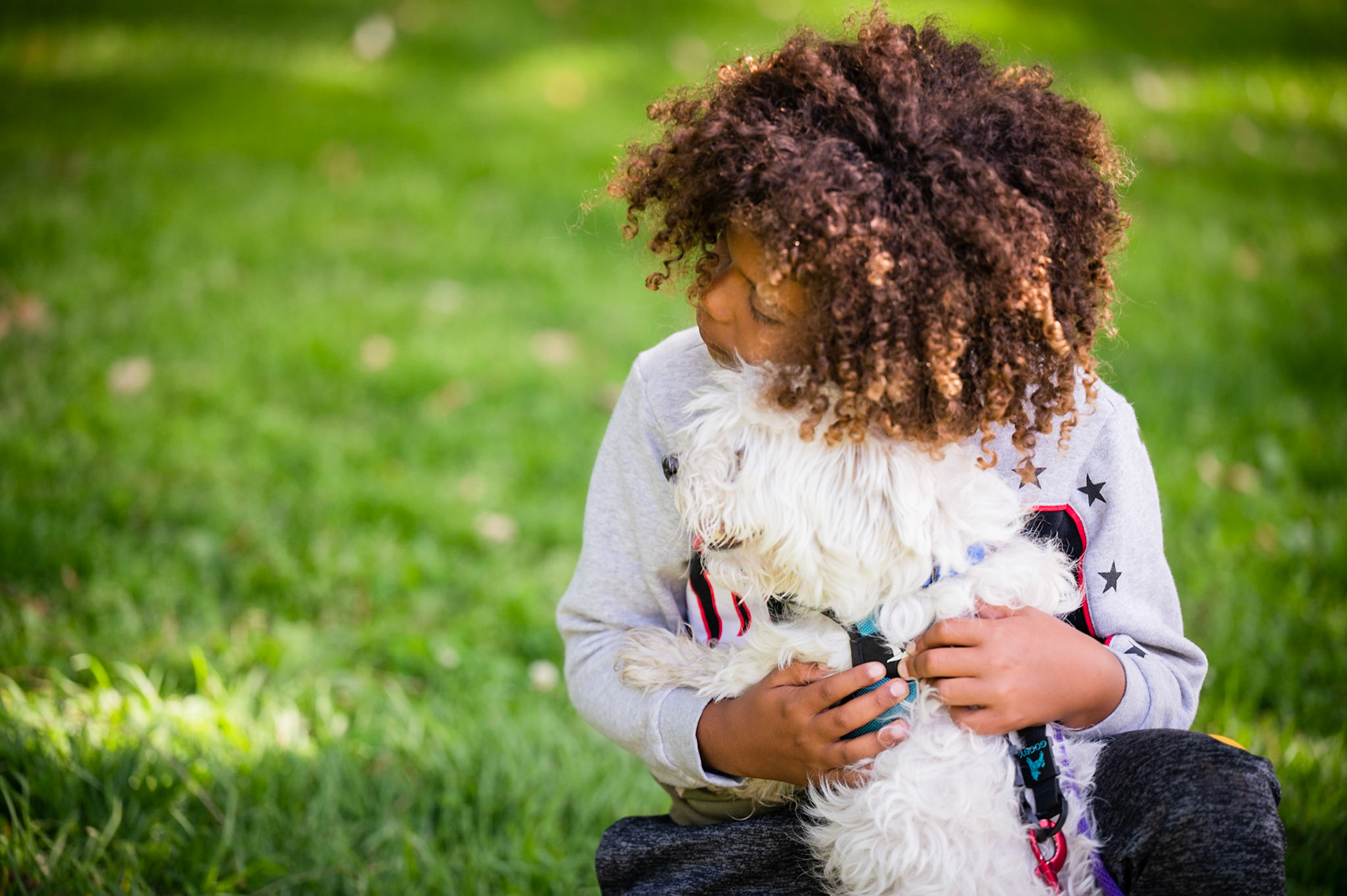 The dog that wasn't good with children and the child who needed to give him one more hug before leaving.