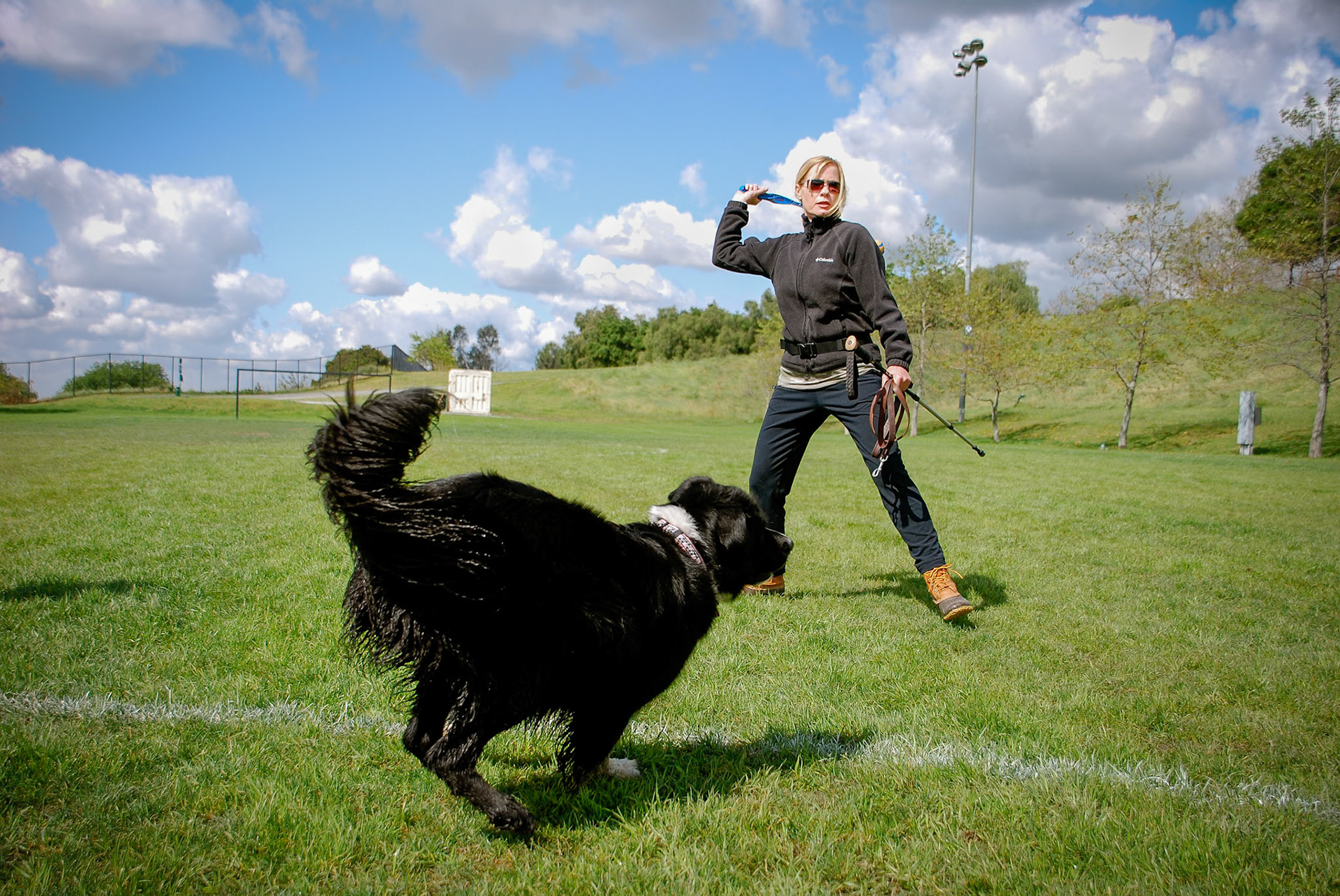Sally ready to run with Leslie on pitch
