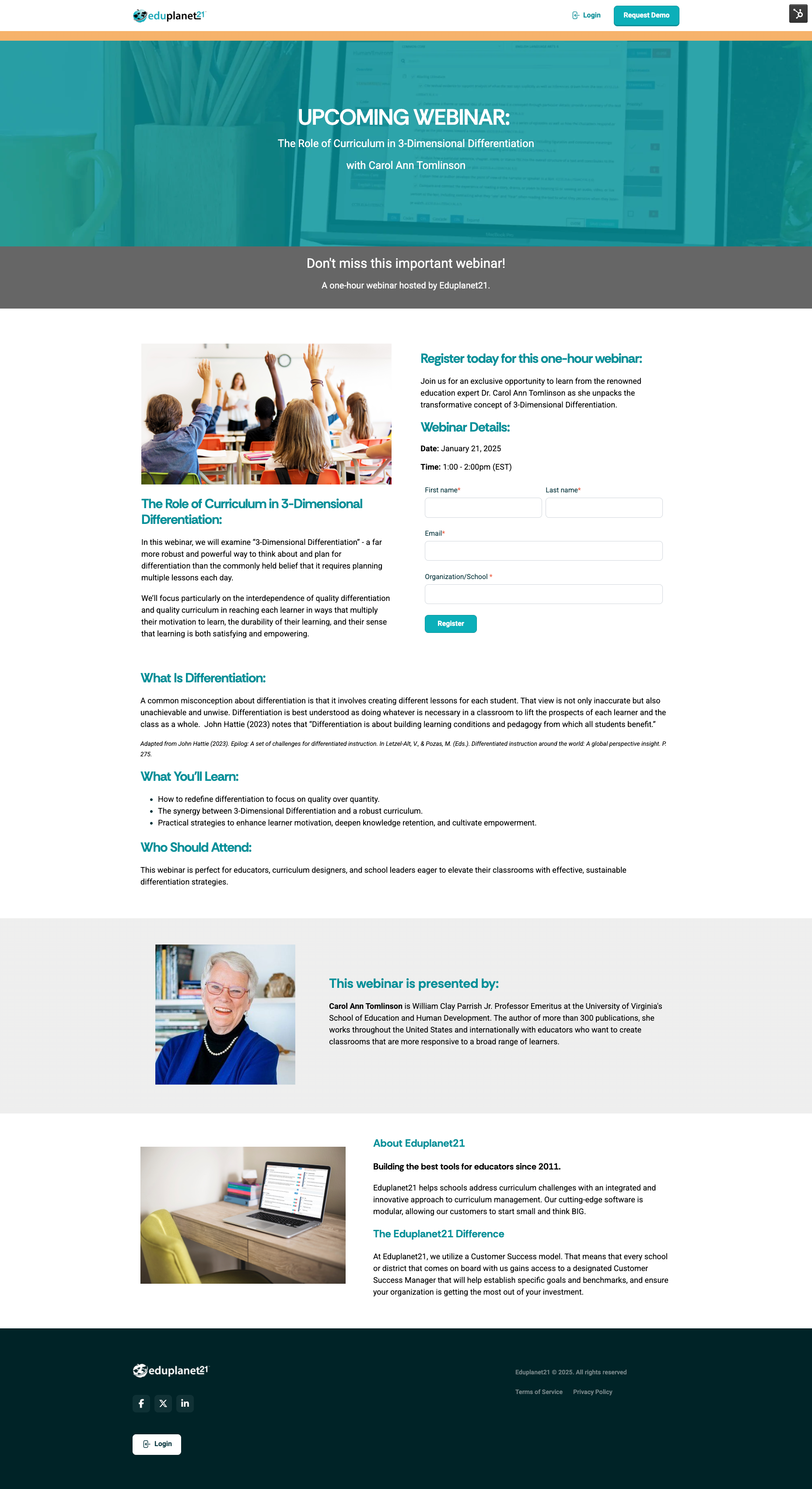 Webinar Landing Page - Design/Content Creation